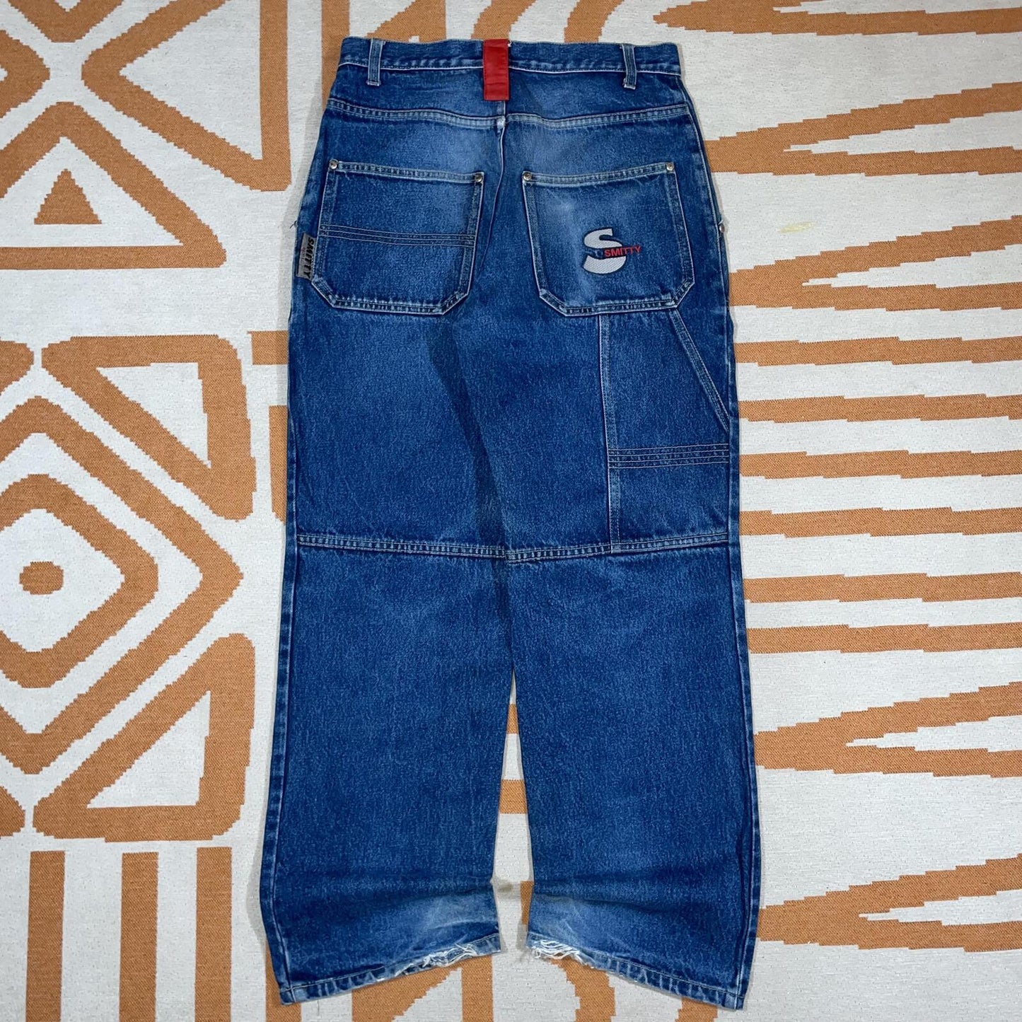 Smitty 00s Embroidered Blue Work Jeans 29x30