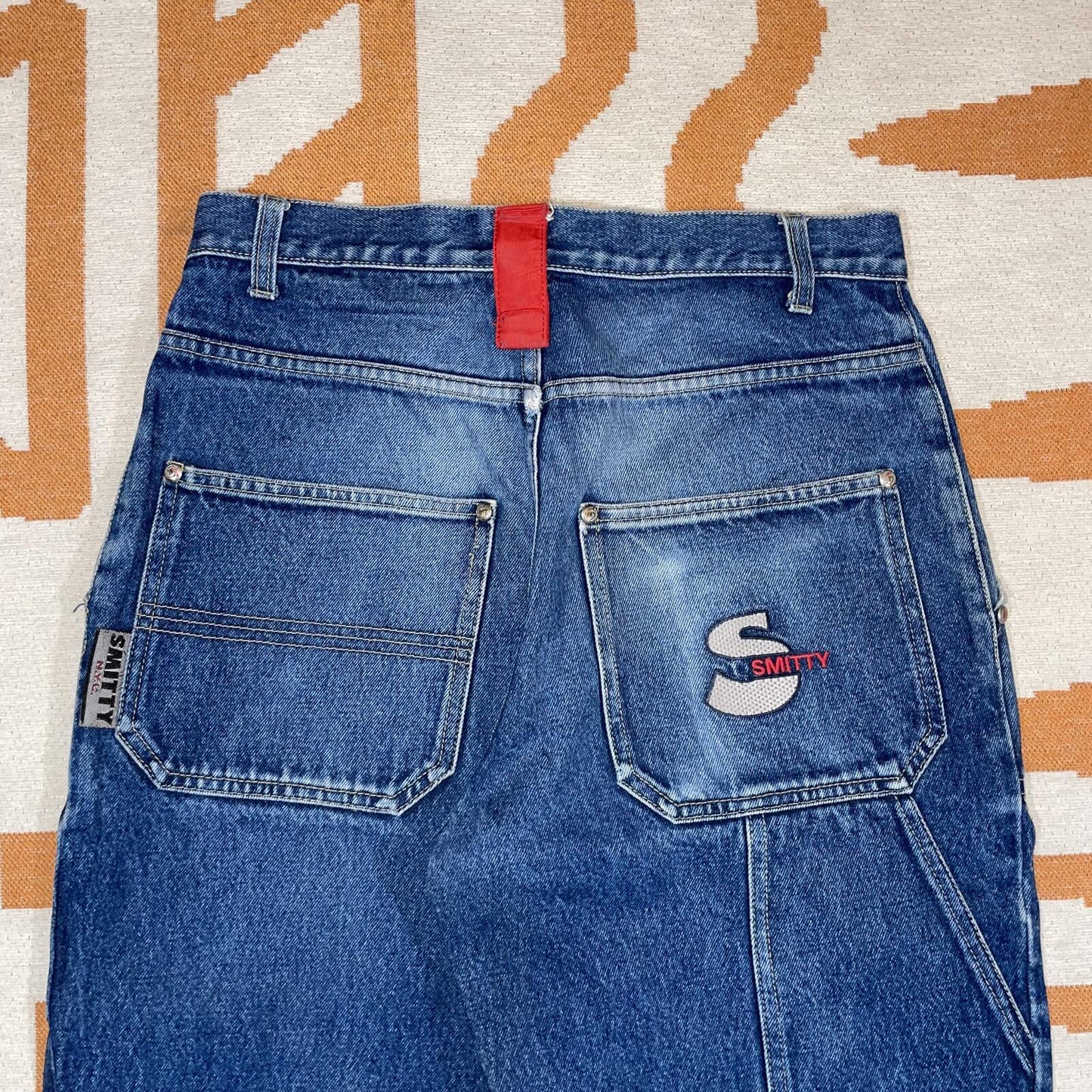 Smitty 00s Embroidered Blue Work Jeans 29x30