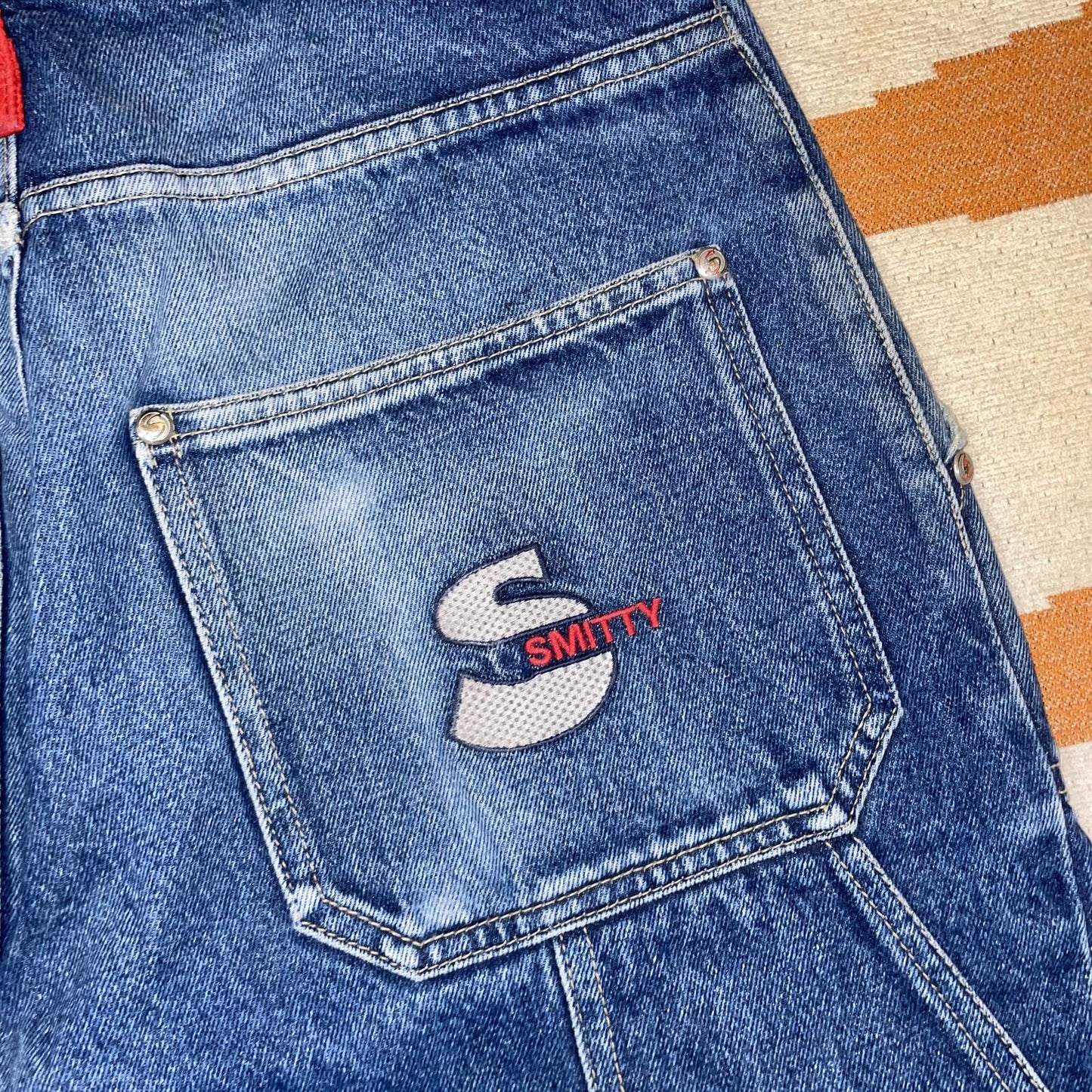 Smitty 00s Embroidered Blue Work Jeans 29x30