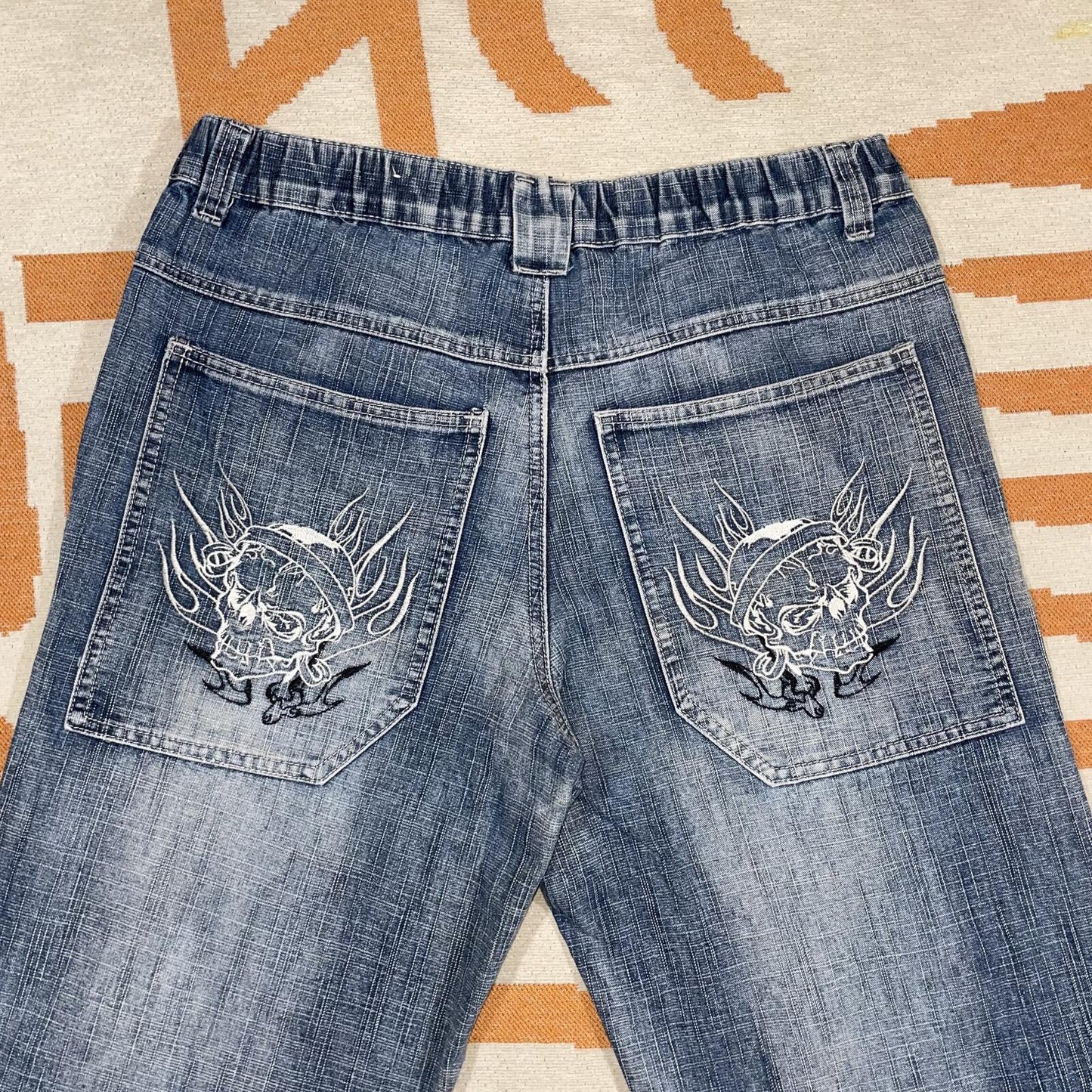 Dognose 00s Embroidered Skull Baggy Jeans 32x30