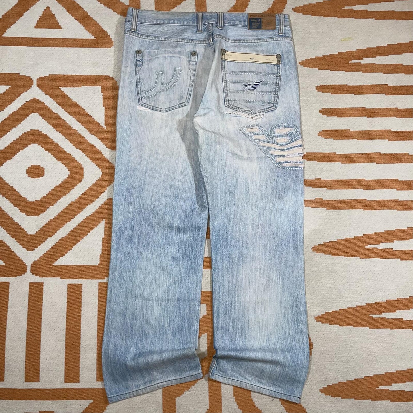 World & Jeans 00s Embroidered Baggy Jeans 34x29