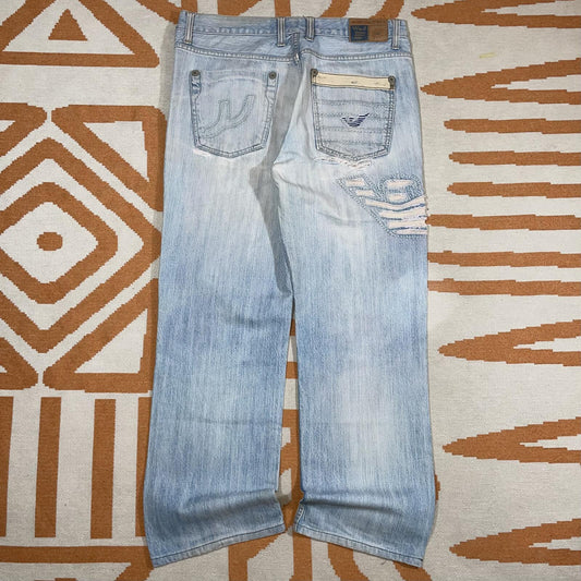 World & Jeans 00s Embroidered Baggy Jeans 34x29