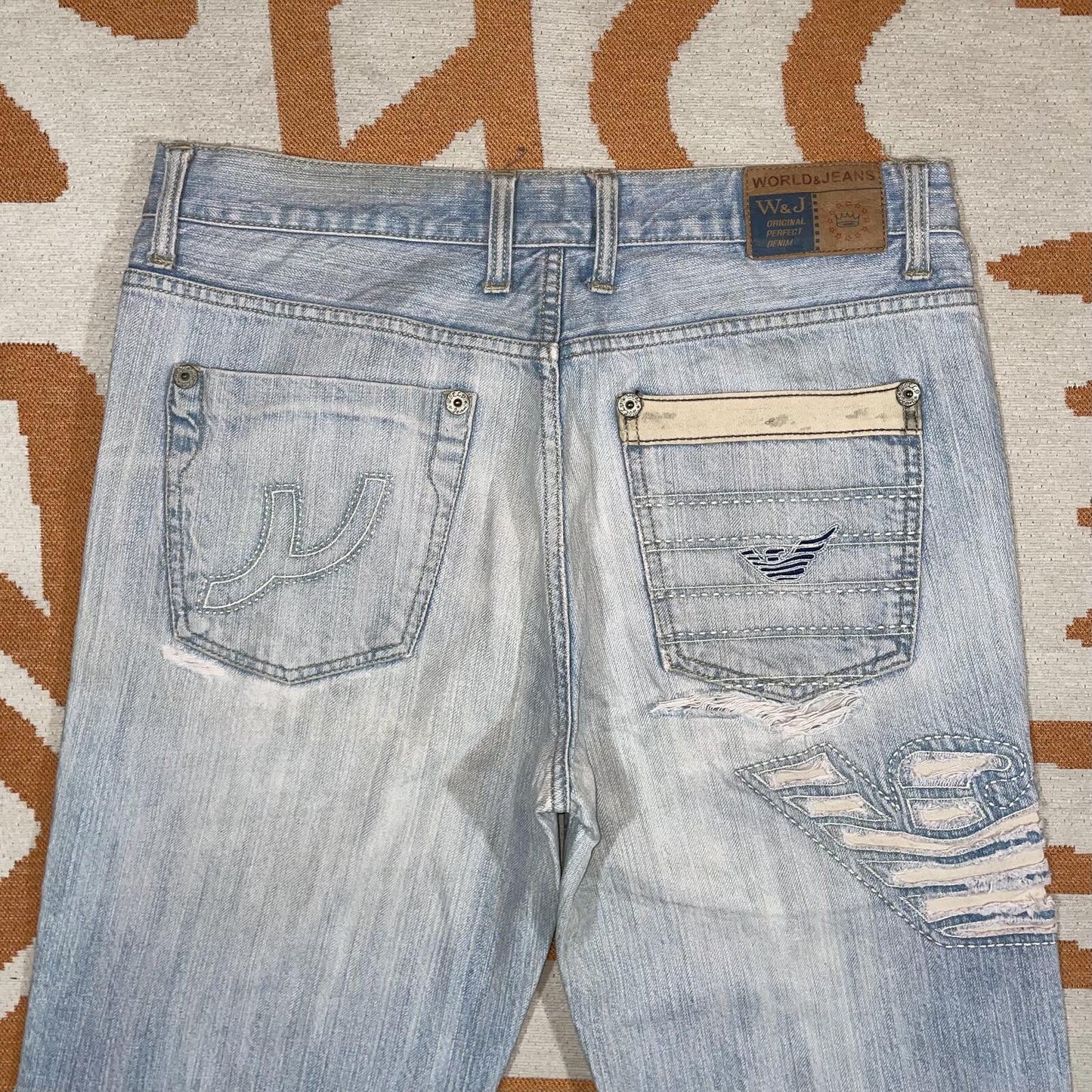 World & Jeans 00s Embroidered Baggy Jeans 34x29