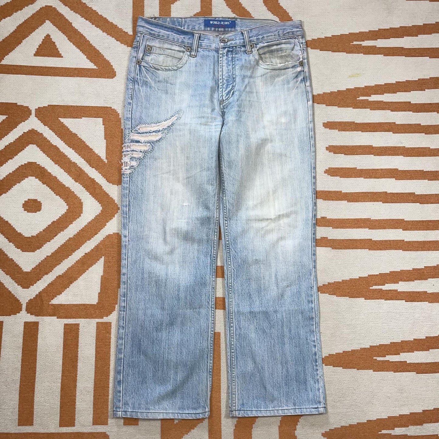 World & Jeans 00s Embroidered Baggy Jeans 34x29