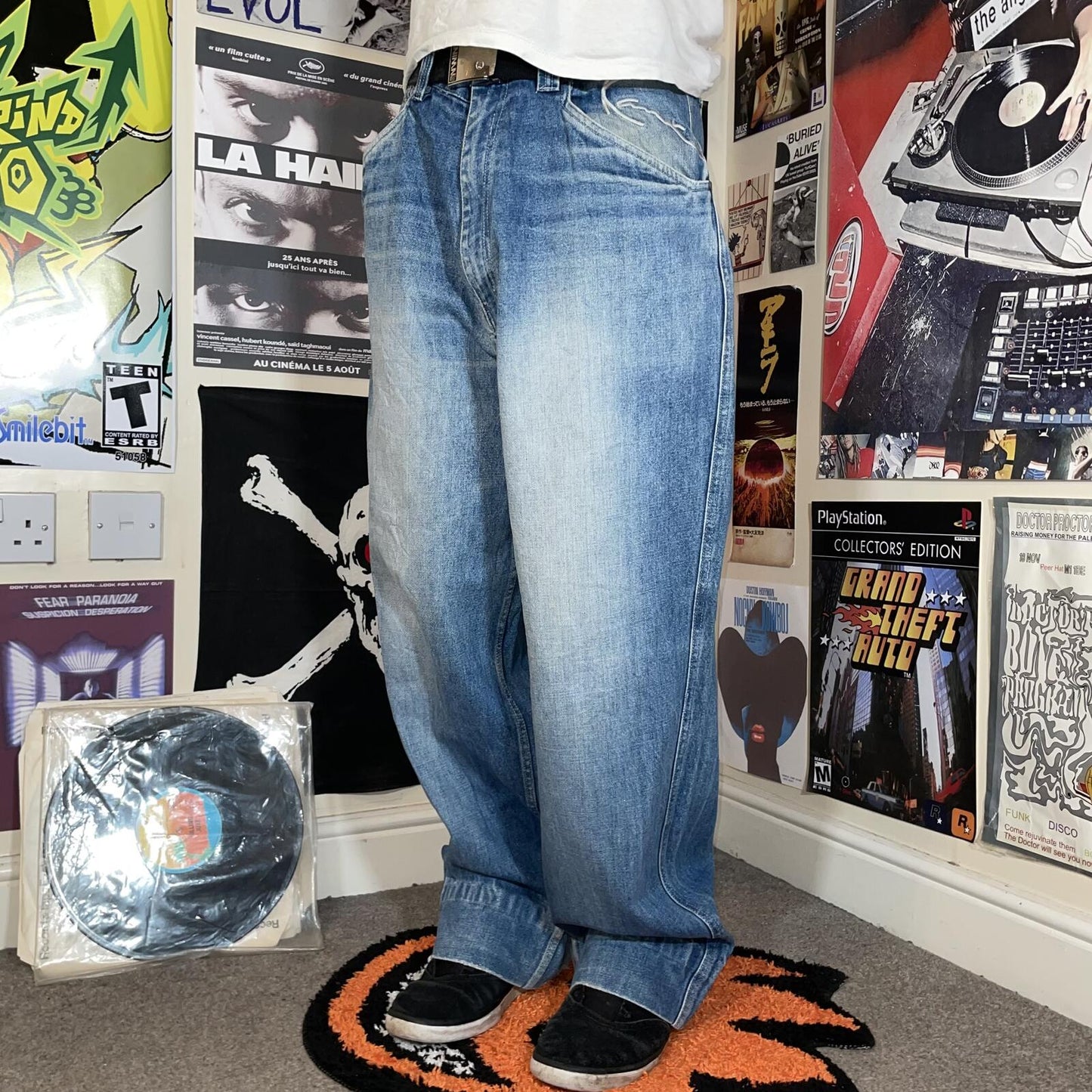 Karl Kani 00s Embroidered Signature Baggy Jeans 36x31