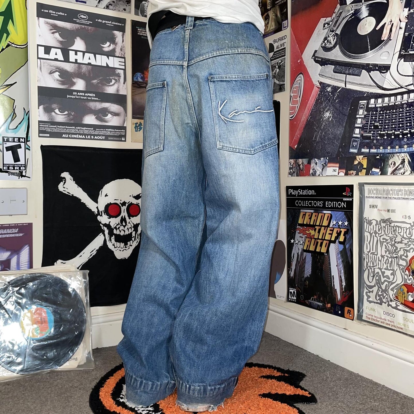 Karl Kani 00s Embroidered Signature Baggy Jeans 36x31