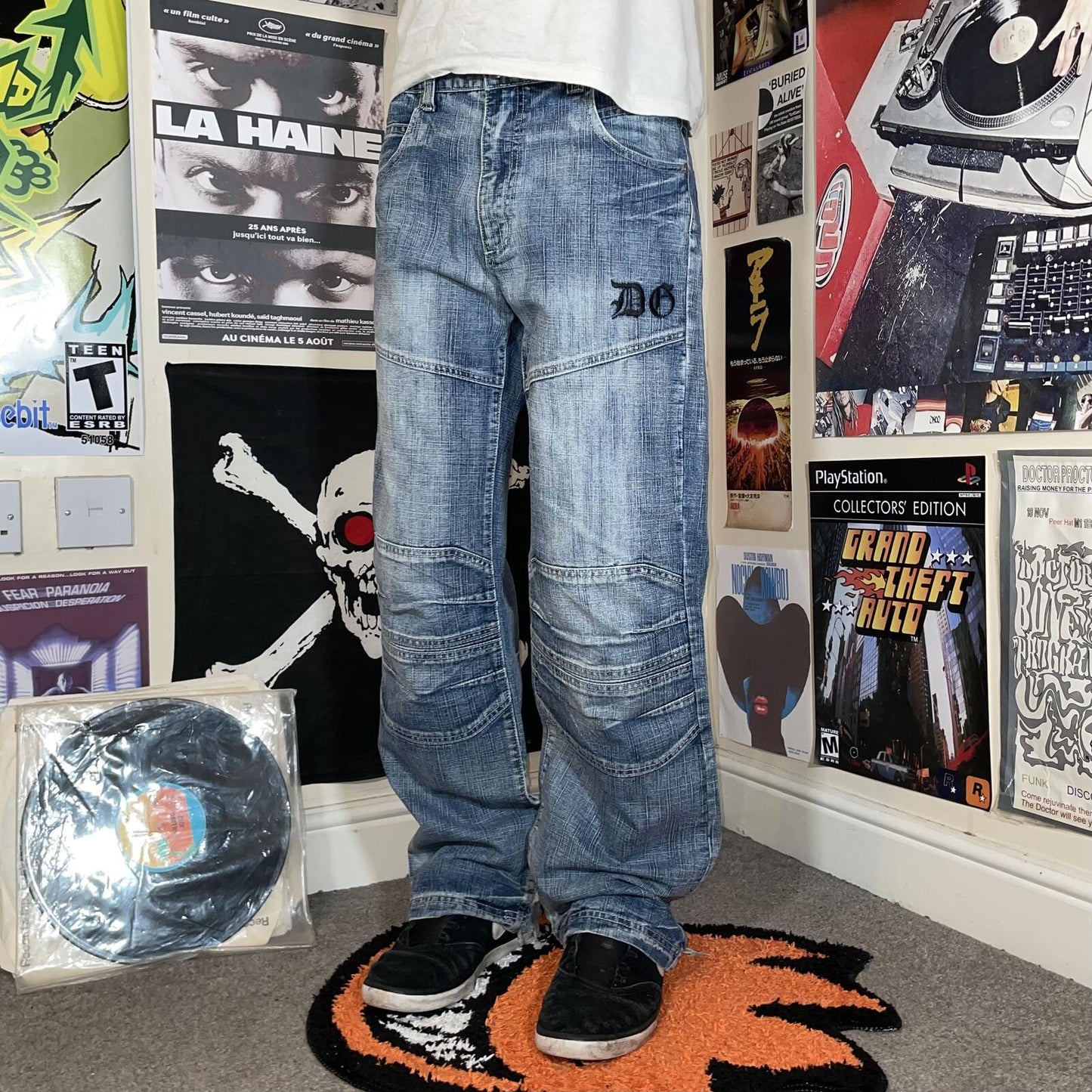 Dognose 00s Embroidered Skull Baggy Jeans 32x30