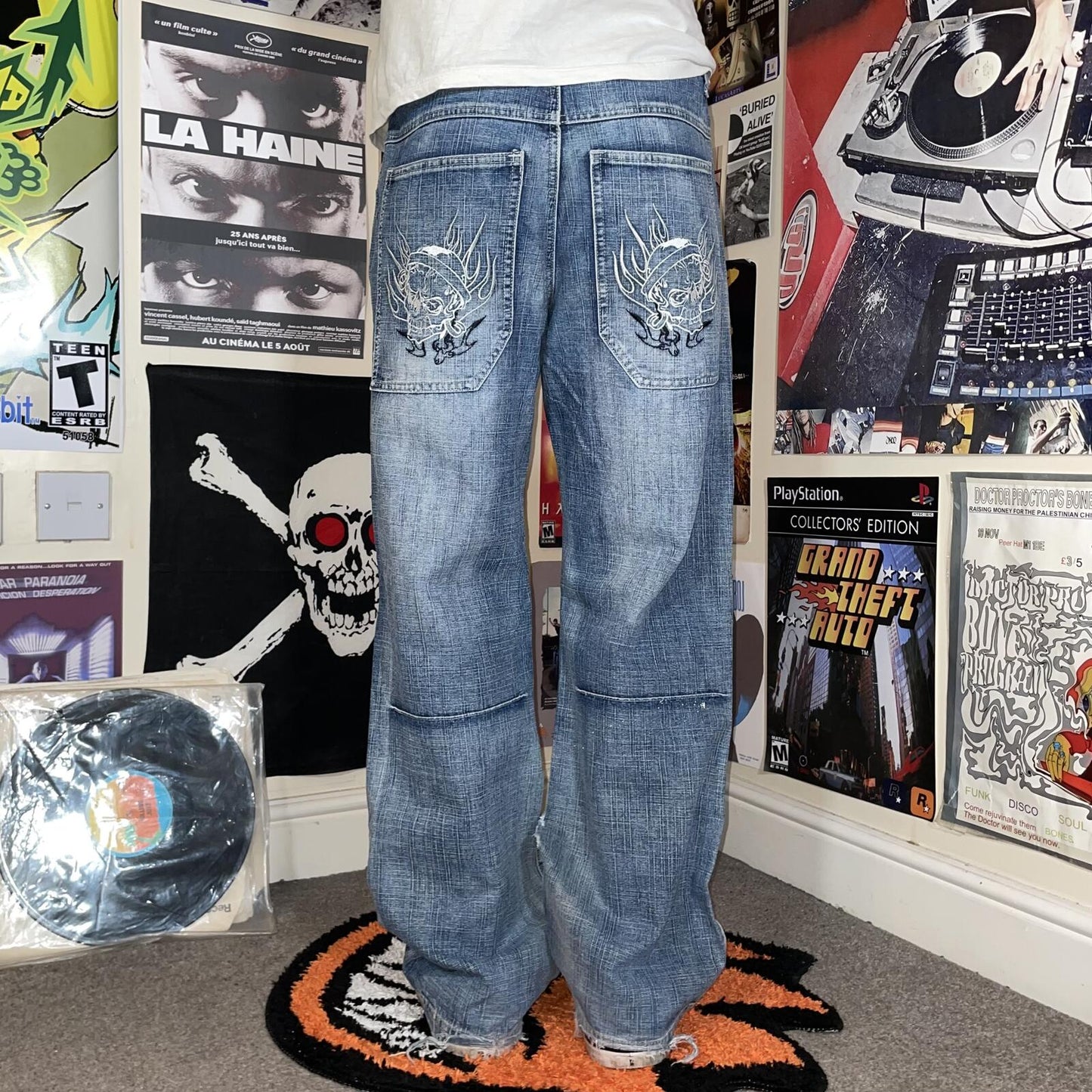 Dognose 00s Embroidered Skull Baggy Jeans 32x30