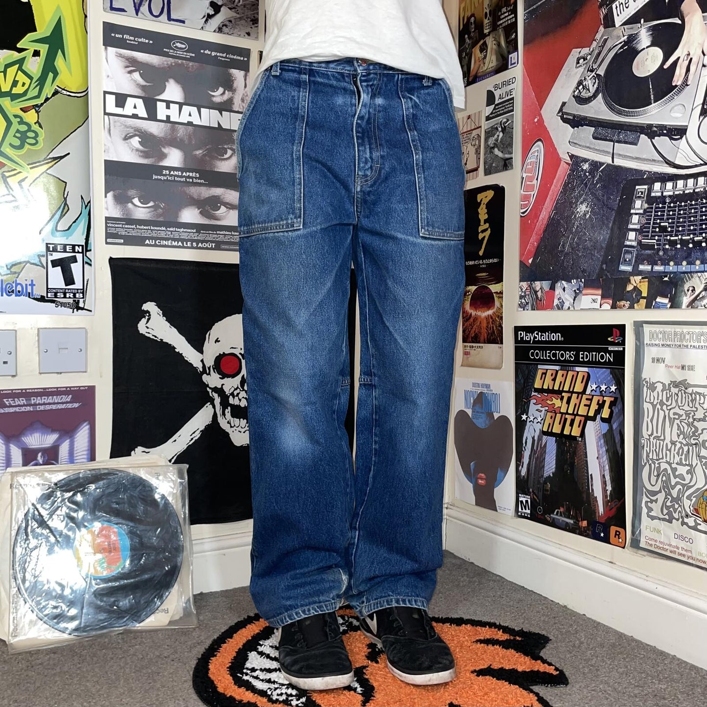 Smitty 00s Embroidered Blue Work Jeans 29x30