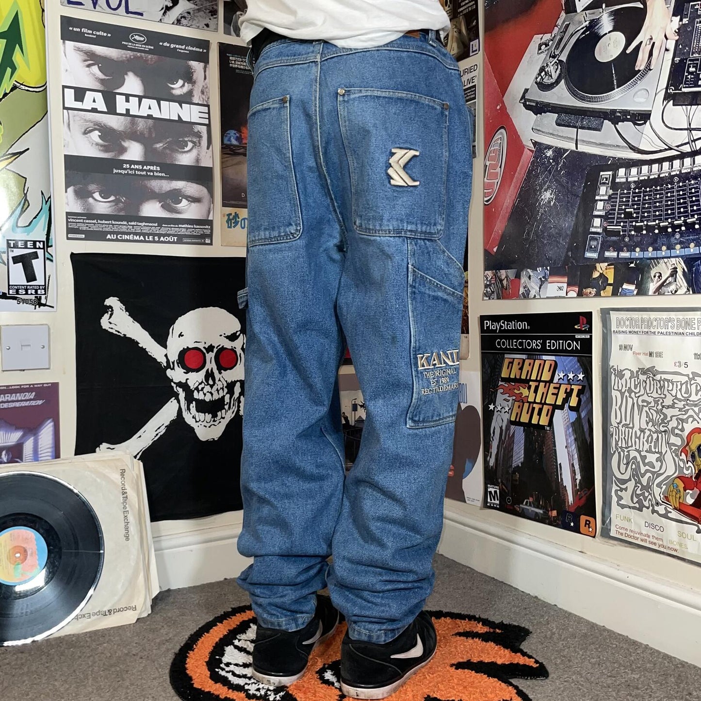 Karl Kani 00s Embroidered Loose Jeans 36x32
