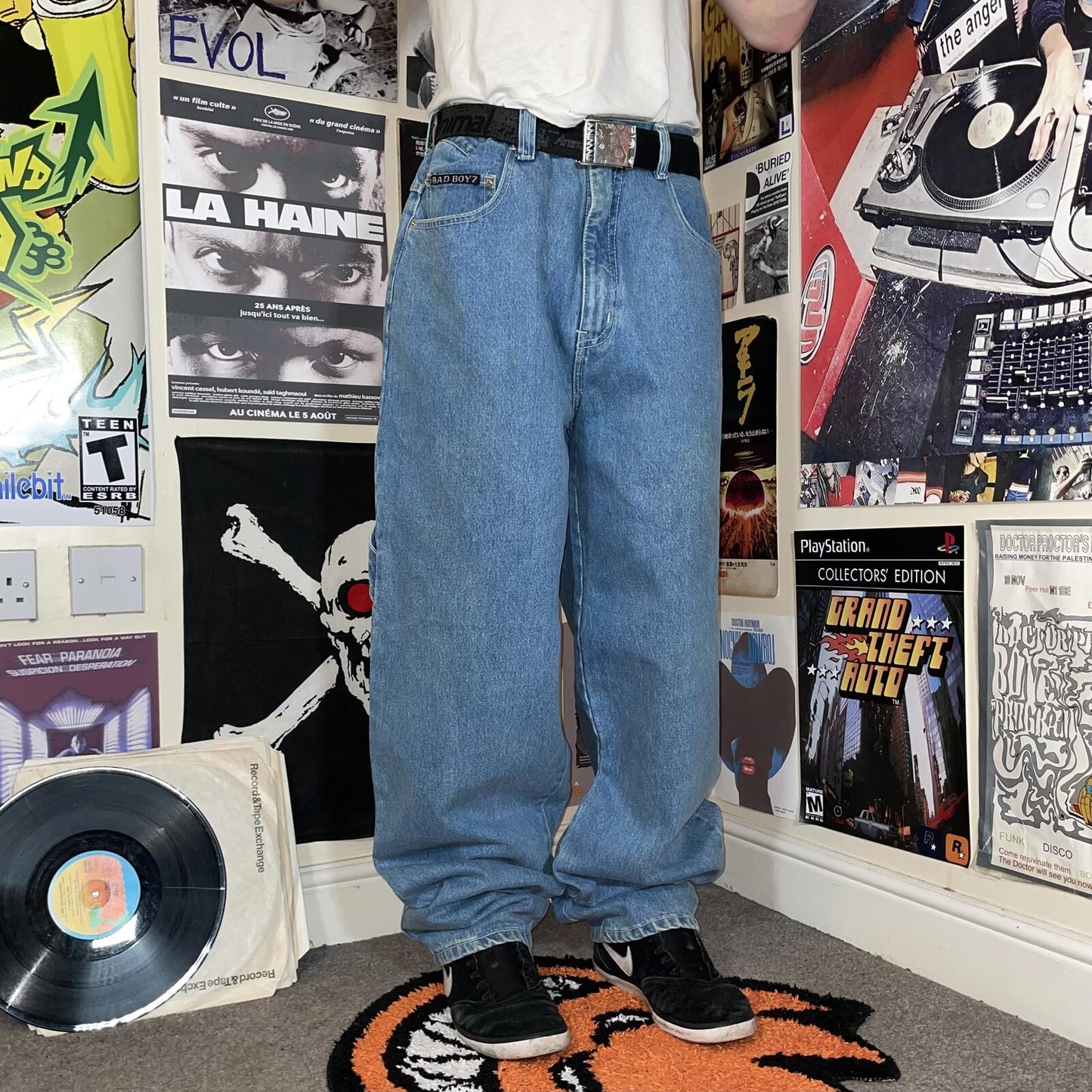 Badboyz 90s Embroidered Baggy Denim Jeans 38x34