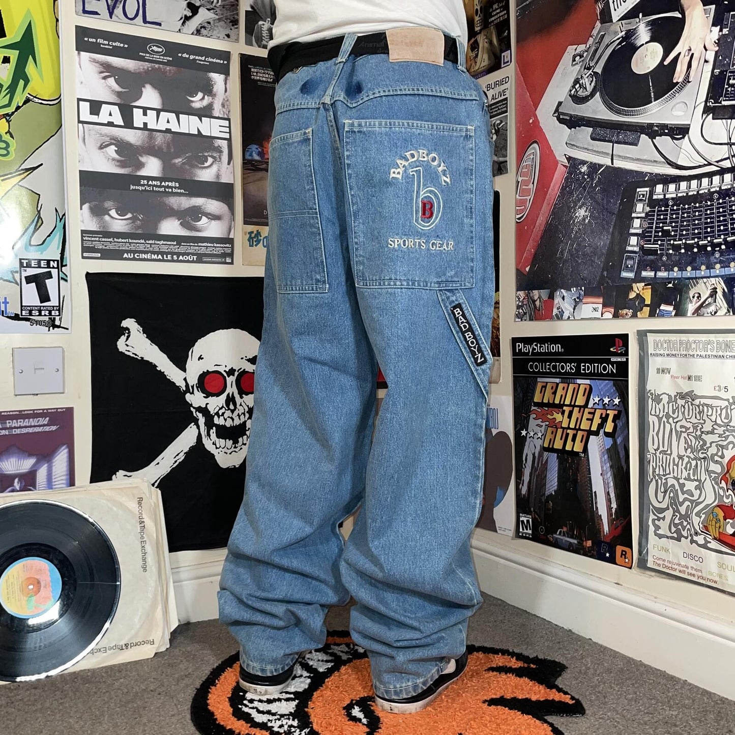 Badboyz 90s Embroidered Baggy Denim Jeans 38x34