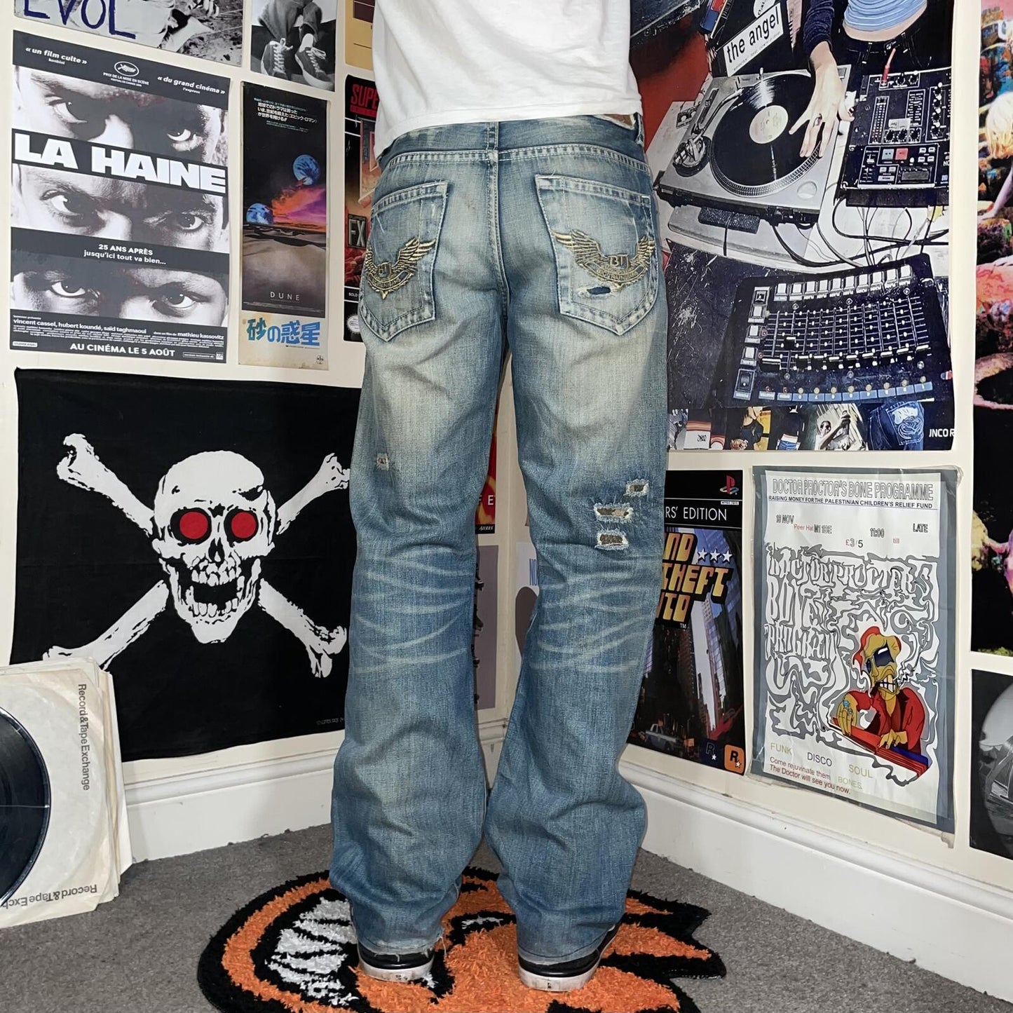 Osaka Big Train 00s Japanese Embroidered/Patched Denim Jeans 30x31