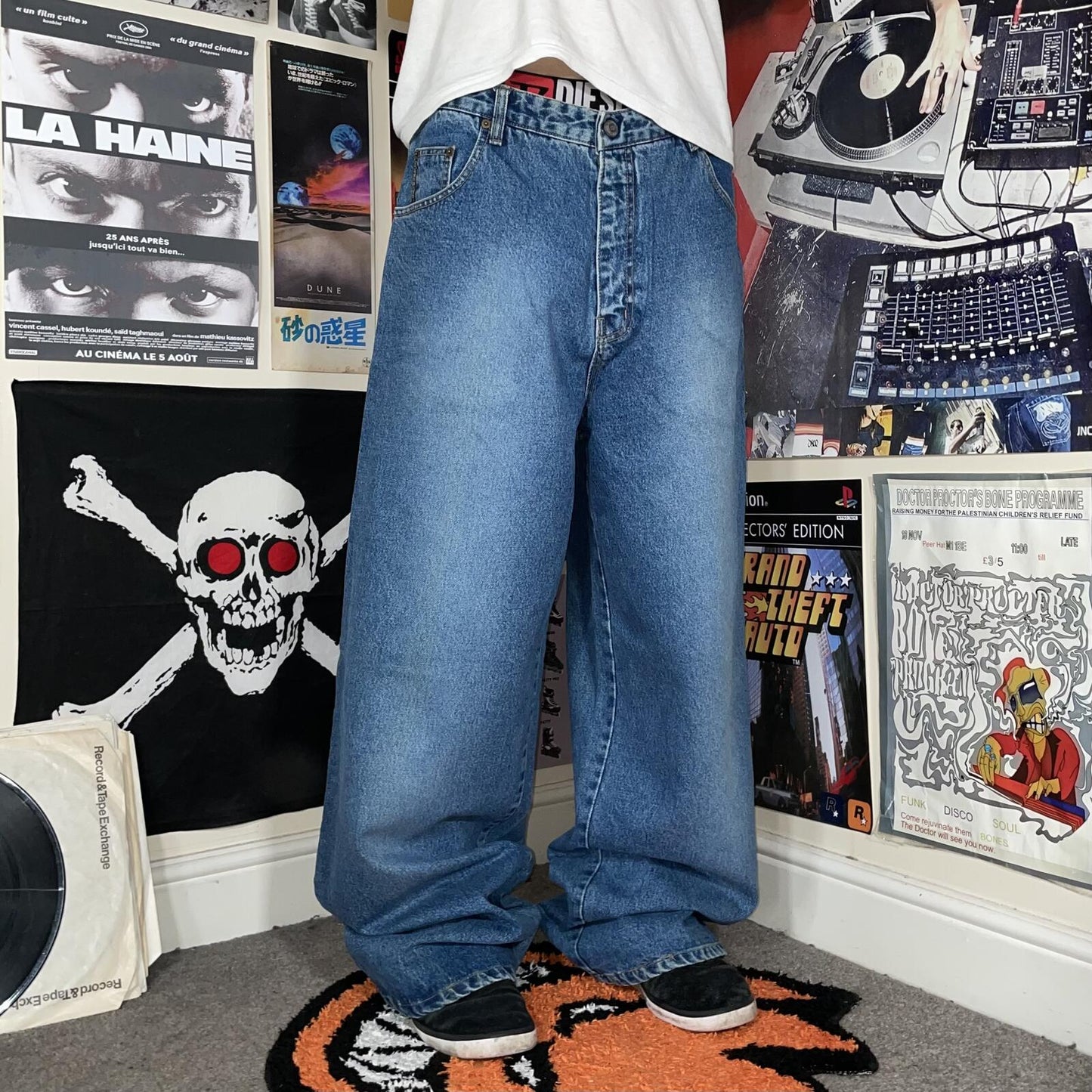 Jean Point 00s ‘Hippie Casual’ Baggy Blue Jeans 36x34