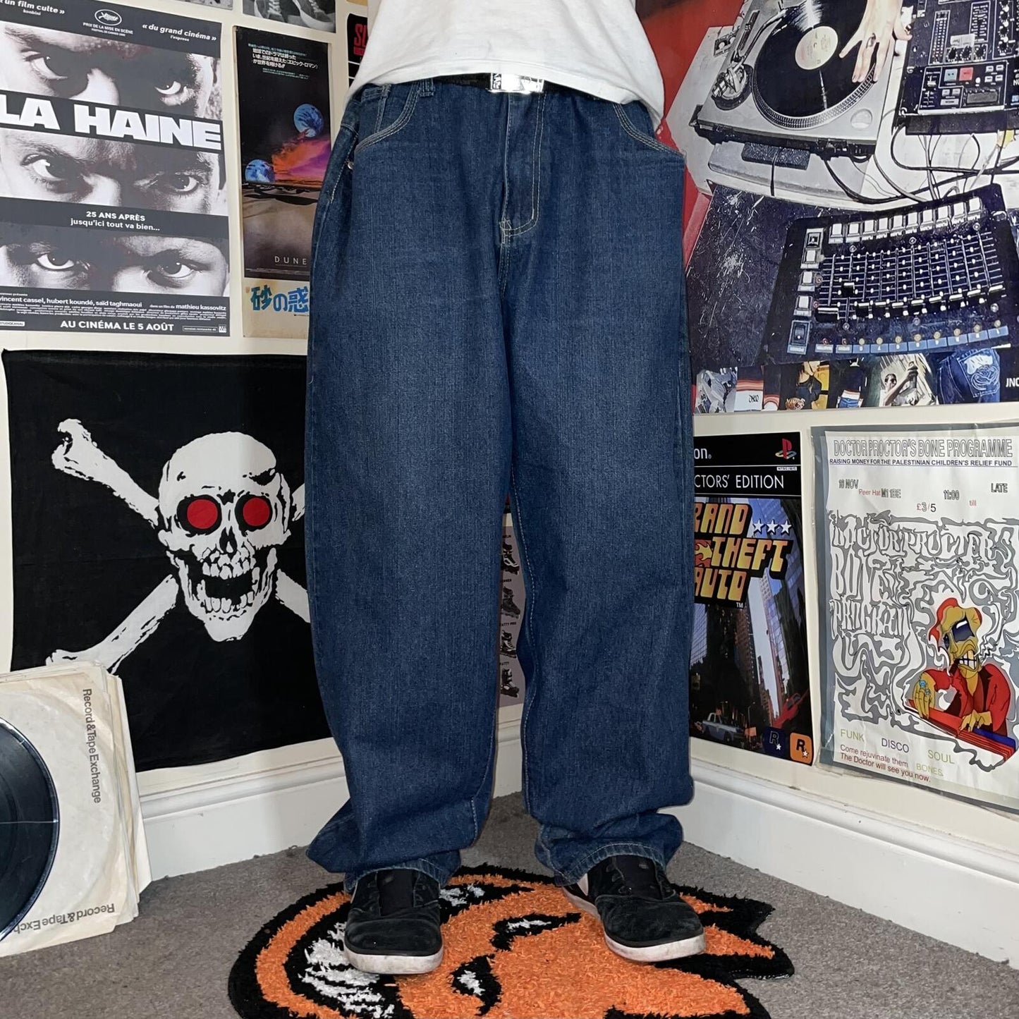 Red Ape 00s Embroidered/Printed Baggy Denim Jeans 43x34