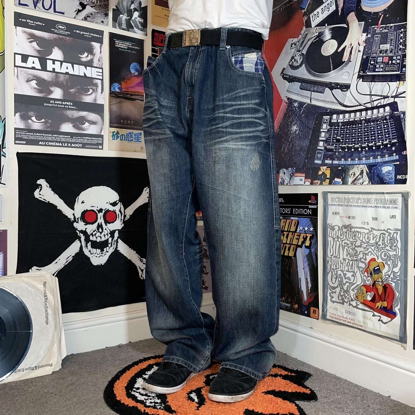 Rocawear 00s Plaid Lined Baggy Denim Jeans 42x35