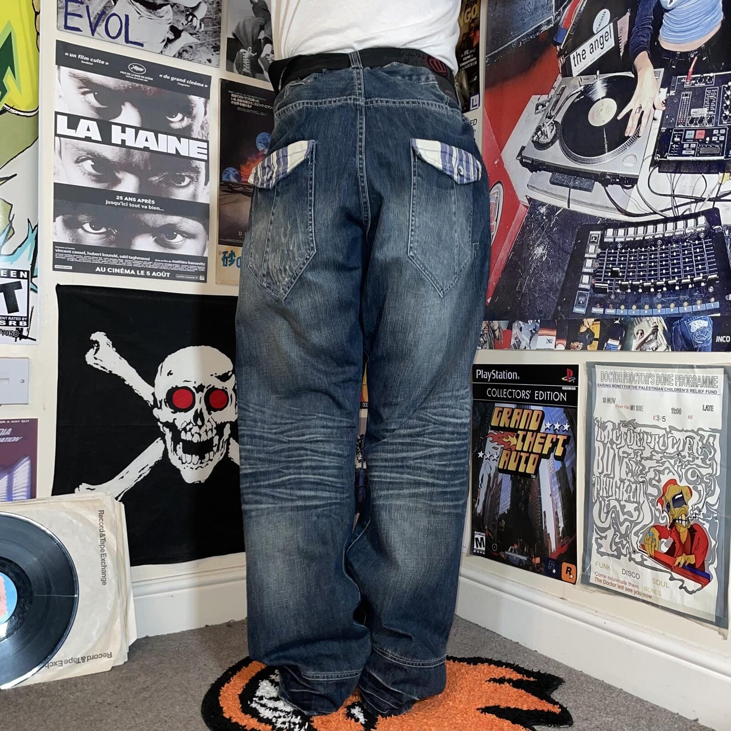 Rocawear 00s Plaid Lined Baggy Denim Jeans 42x35