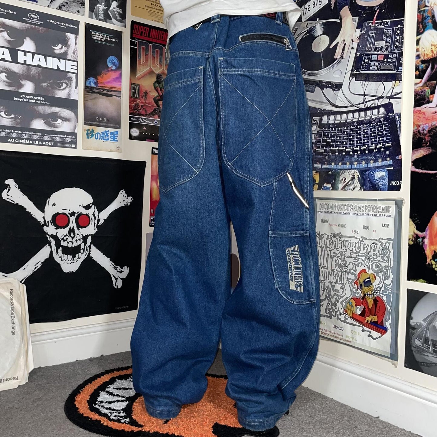 Rocco 00s Embroidered Baggy Denim Jeans 36x32