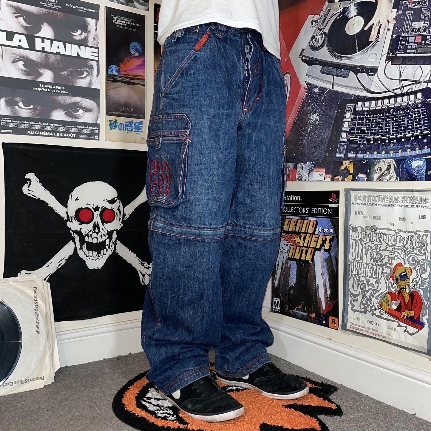 Esco 00s Zipoff Embroidered Heavy Cargo Jeans 28x32