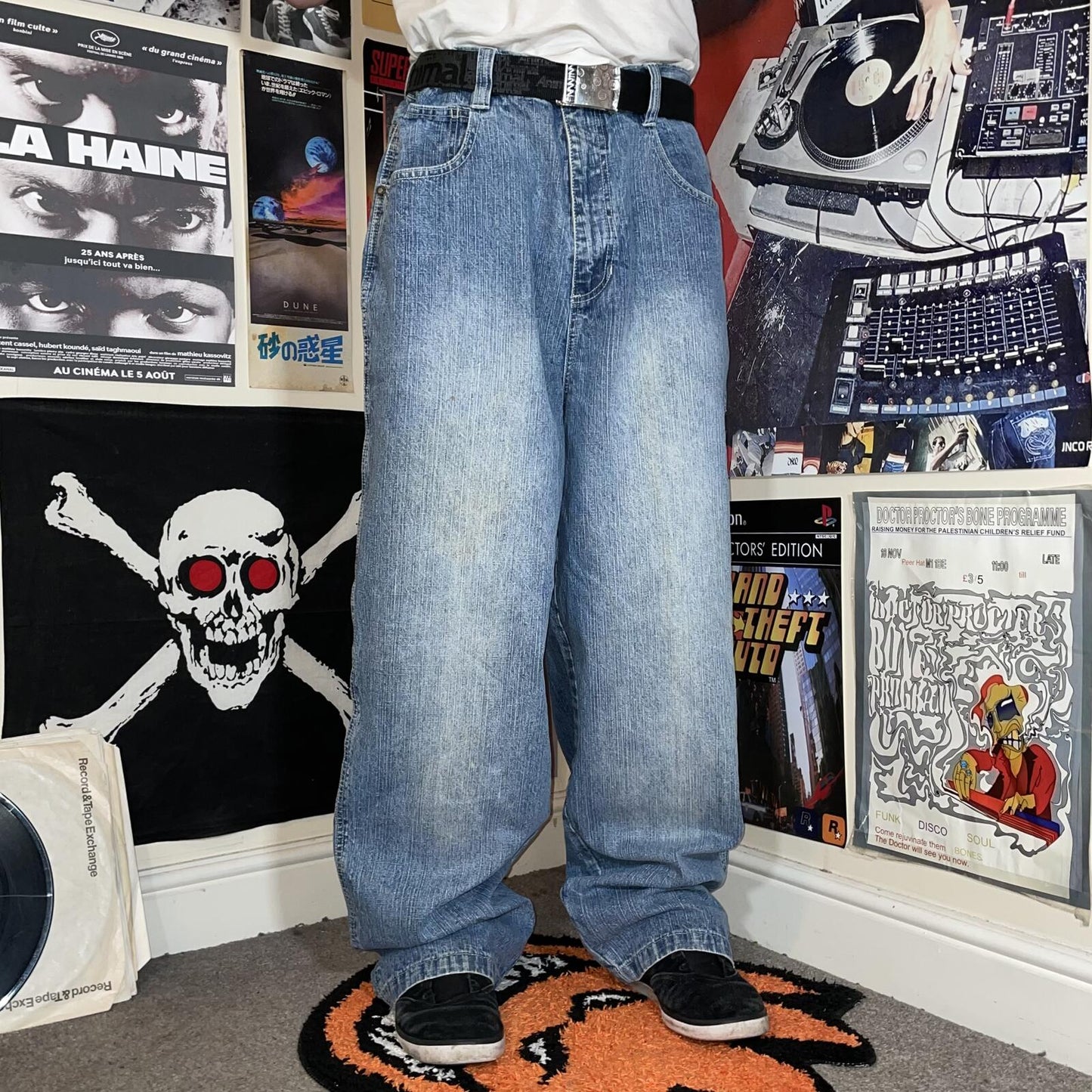 Southpole 00s Baggy Hexagon Denim Blue Jeans 36x34