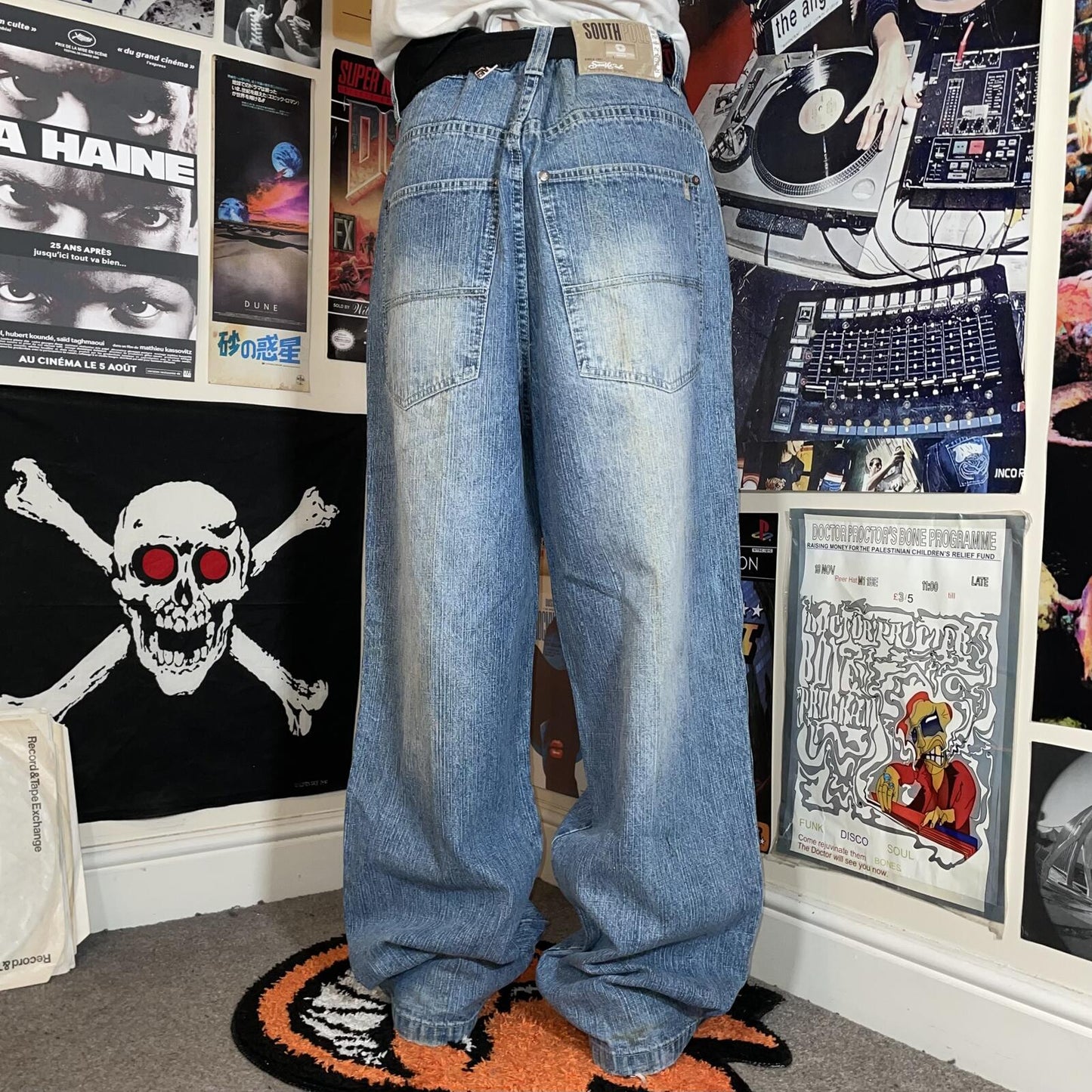 Southpole 00s Baggy Hexagon Denim Blue Jeans 36x34
