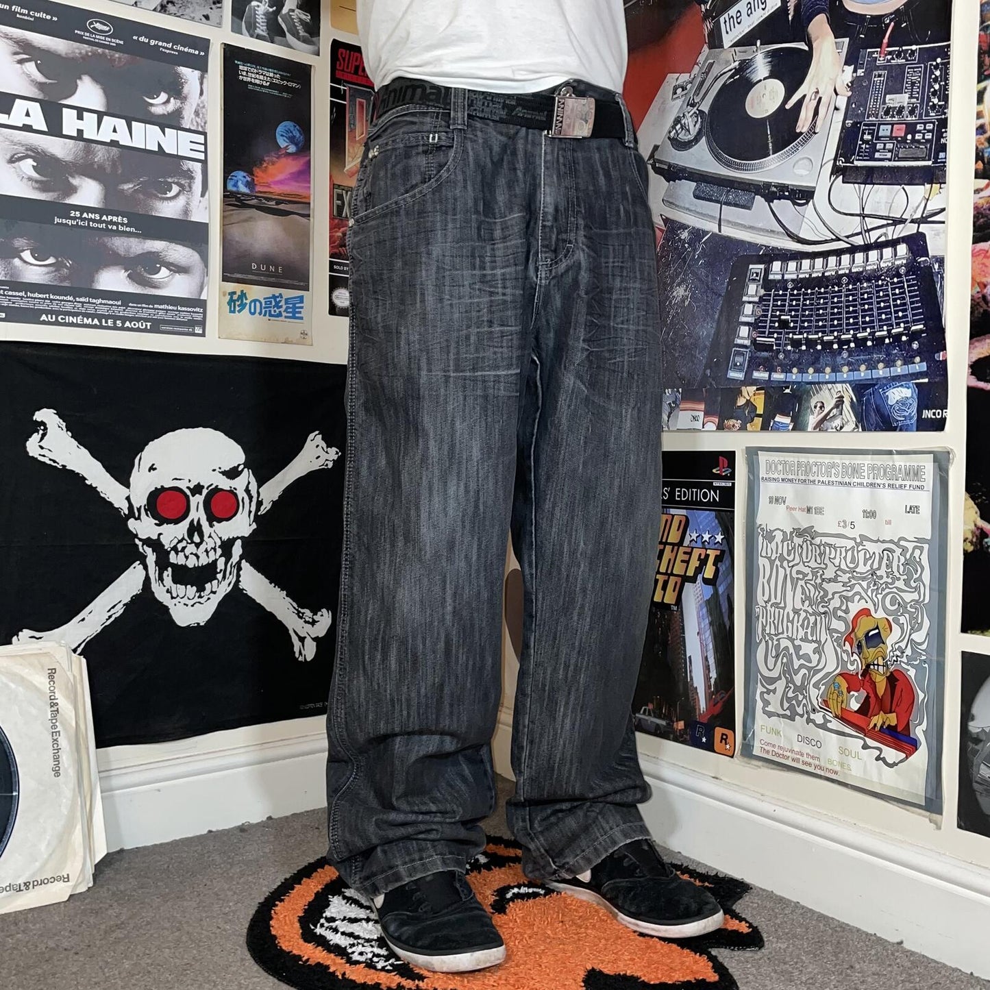 Southpole 00s Hexagon Baggy Black Denim Jeans 40x33