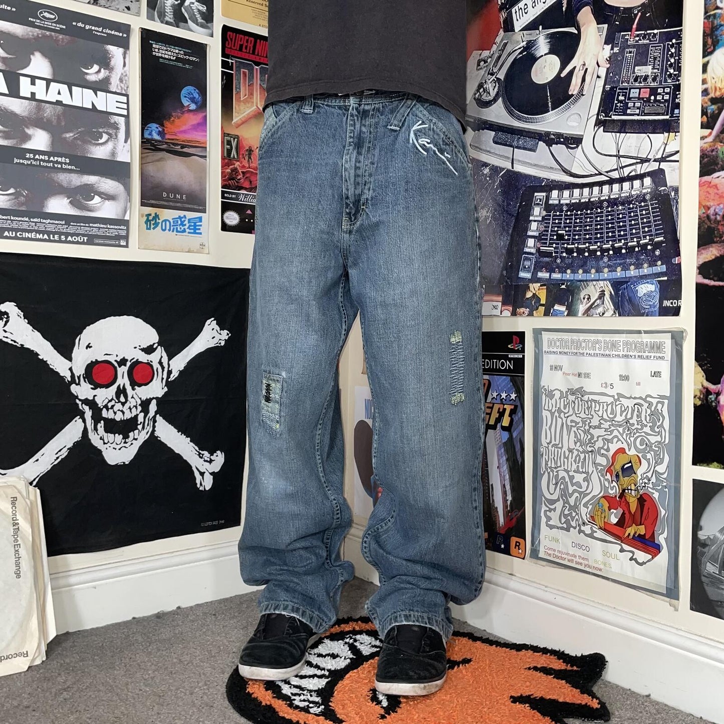 Karl Kani 00s Patched/Embroidered Baggy Jeans 32x32