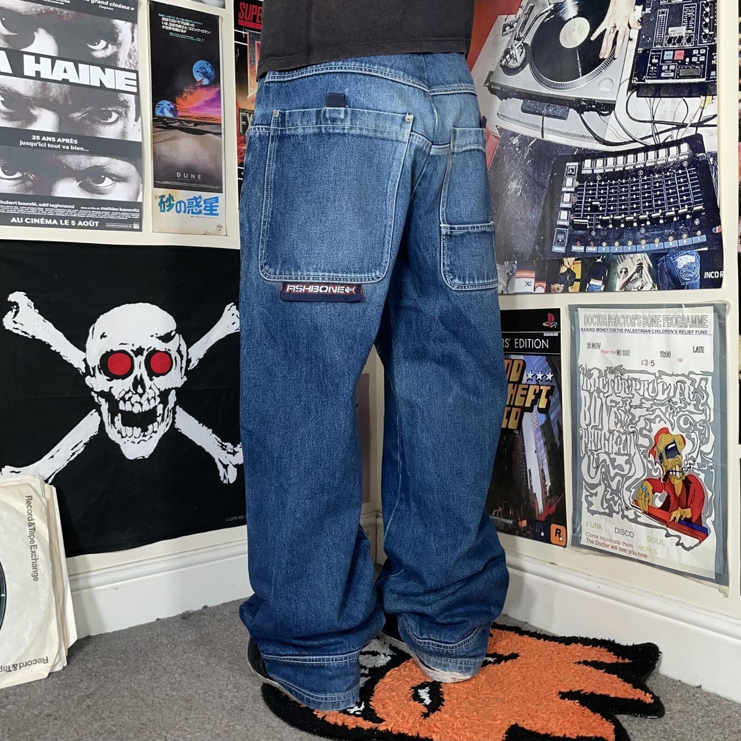 Fishbone 00s Baggy Denim Blue Jeans 34x33