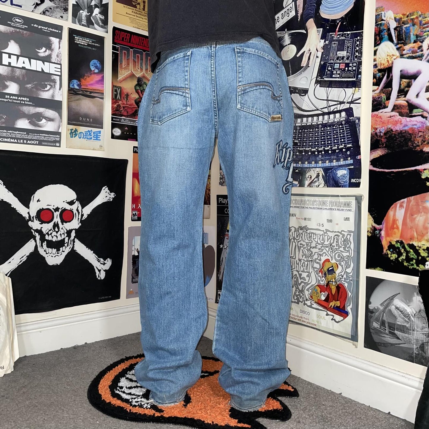 Rip Curl 00s Embroidered Surf Baggy Jeans 38x34
