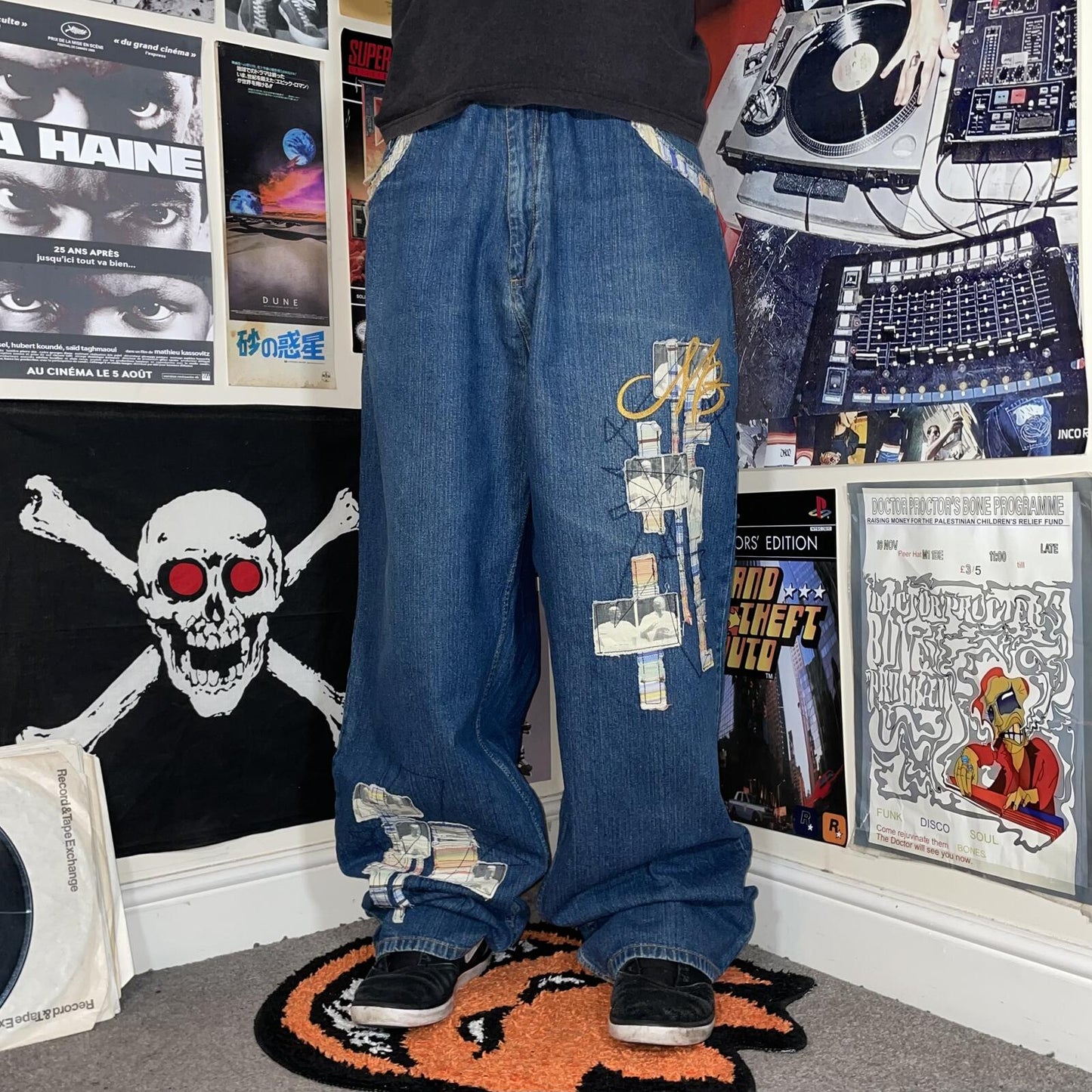 Makaveli 00s Patched/Embroidered ‘Tupac’ Baggy Denim Jeans 42x34