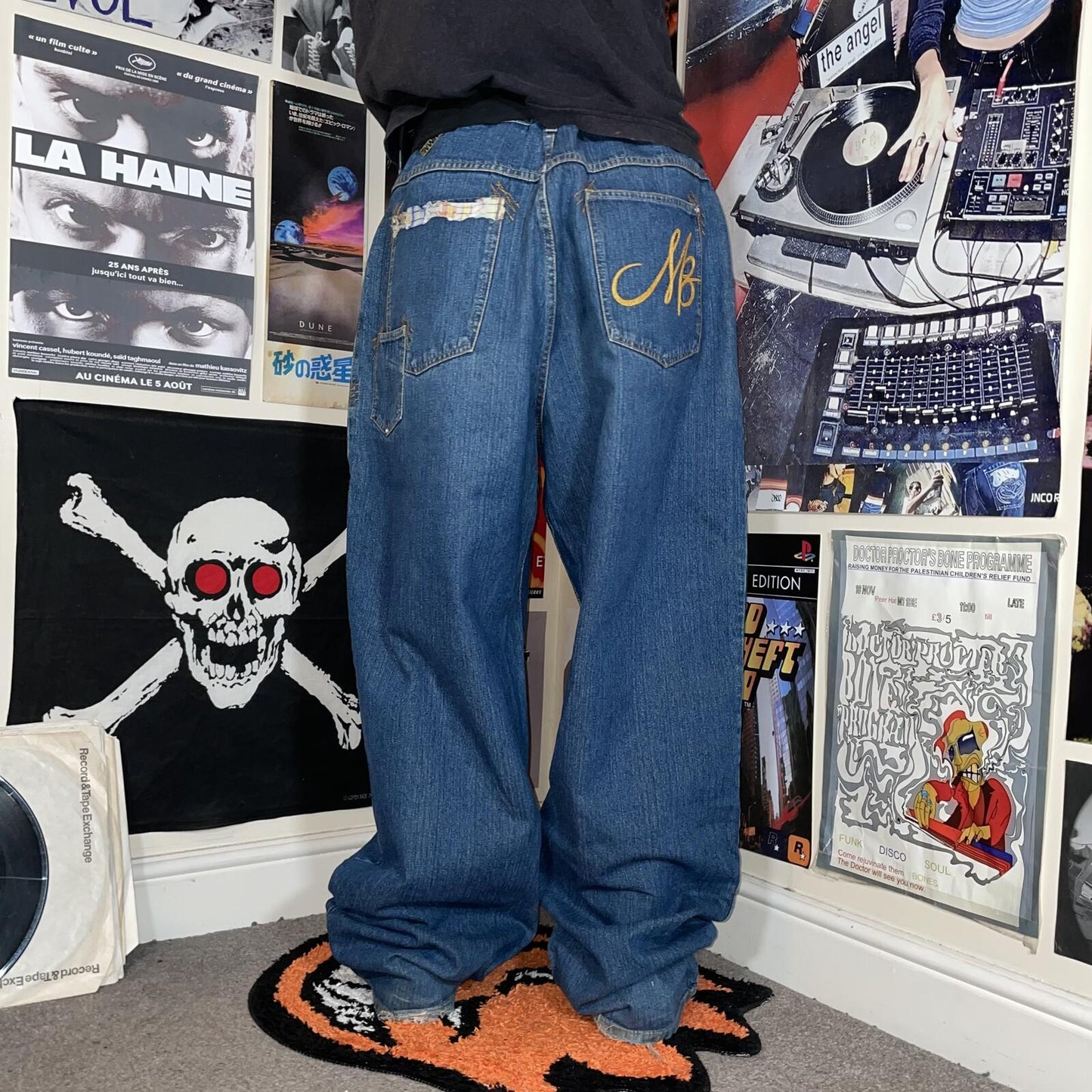 Makaveli 00s Patched/Embroidered ‘Tupac’ Baggy Denim Jeans 42x34