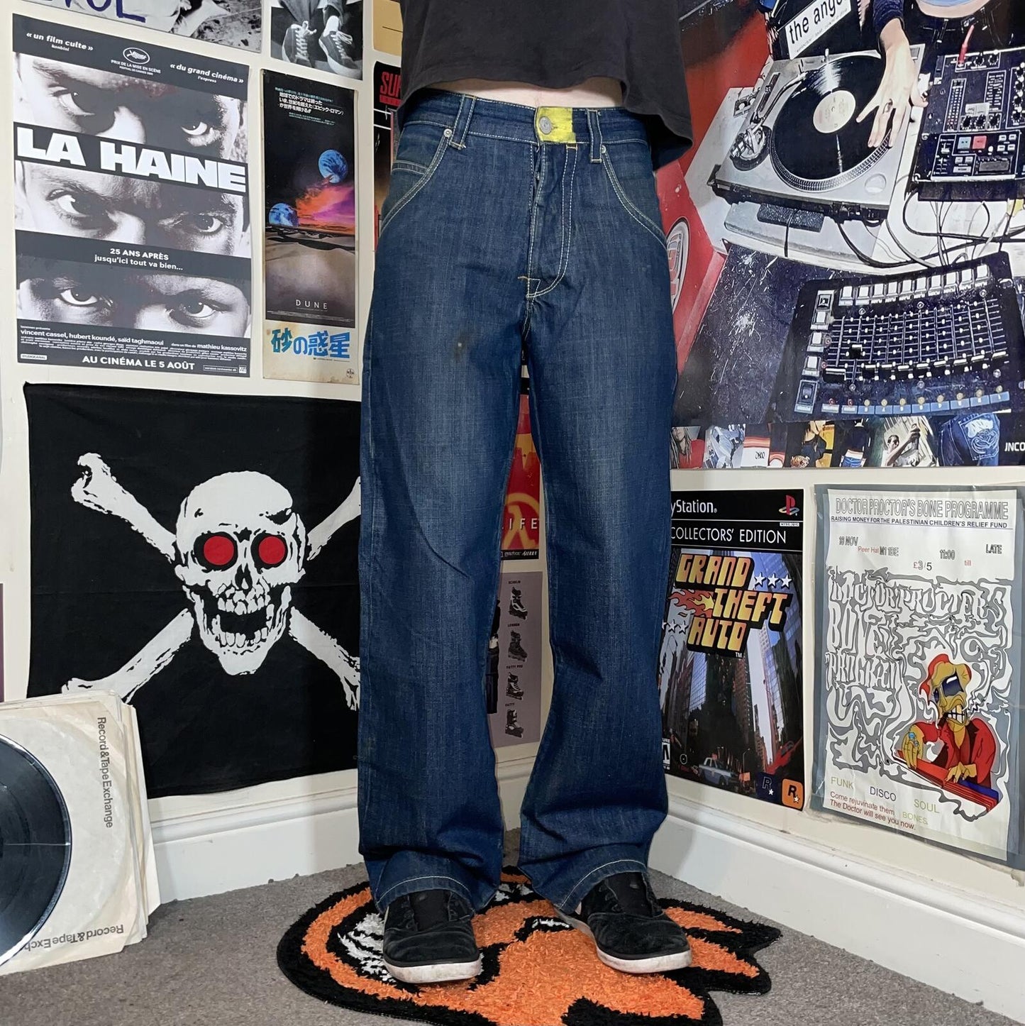 Broke 00s Embroidered ‘Concept’ Loose Denim Jeans 28x32