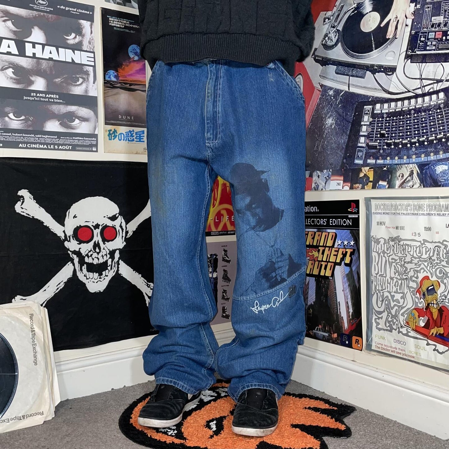 Makaveli 00s Printed ‘Tupac’ Baggy Denim Jeans 36x34