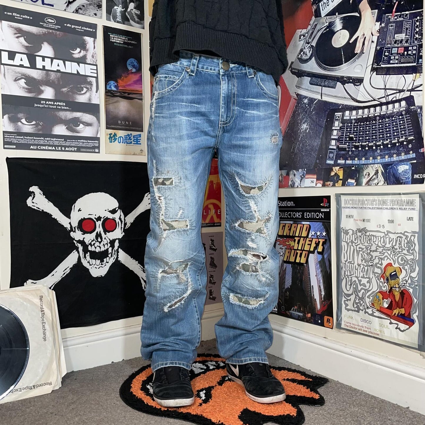 Osaka Big Train 00s Embroidered Japanese Loose Jeans 34x32