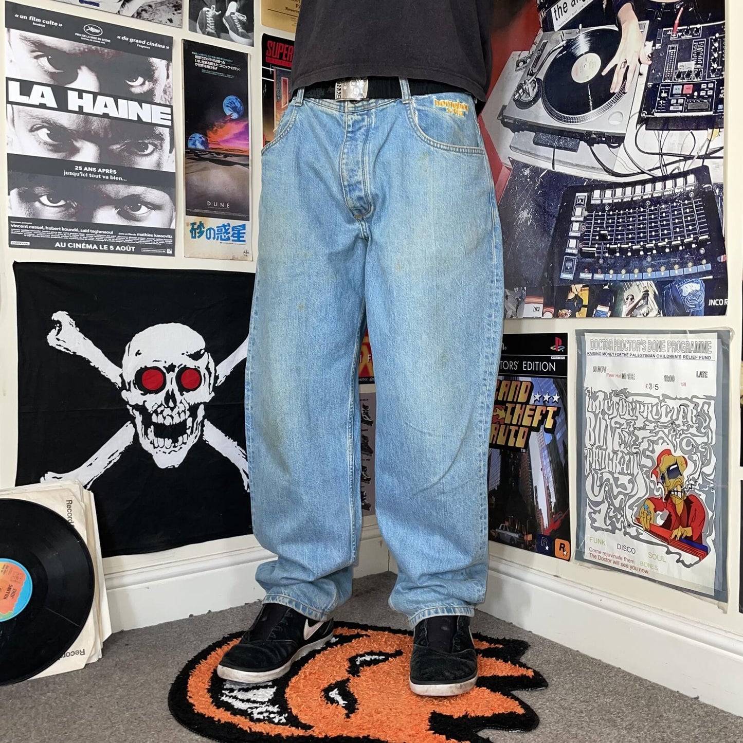 Homeboy 00s Embroidered Baggy Jeans 34x31