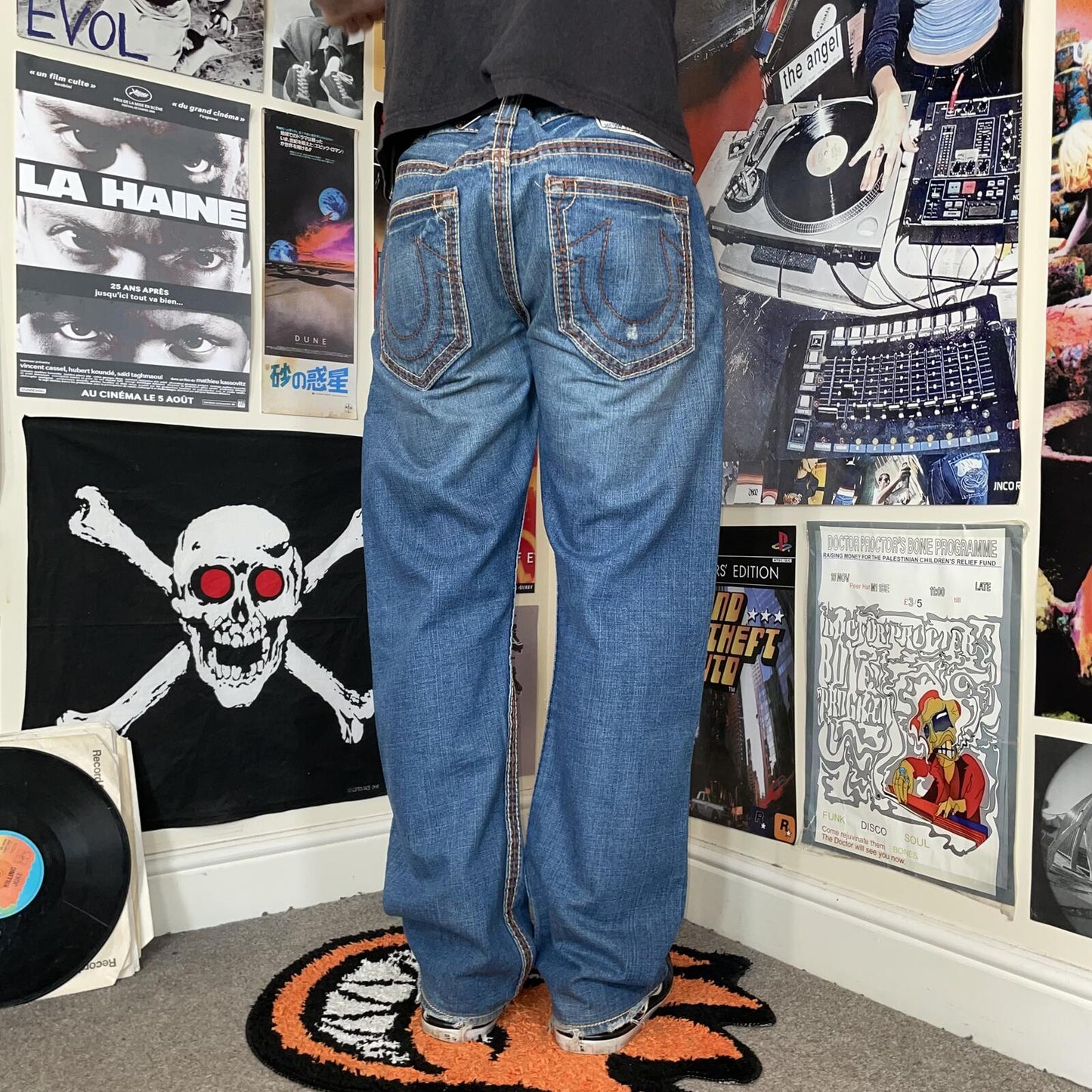 True Religion 00s Contrast Stitch Loose Jeans 36x32