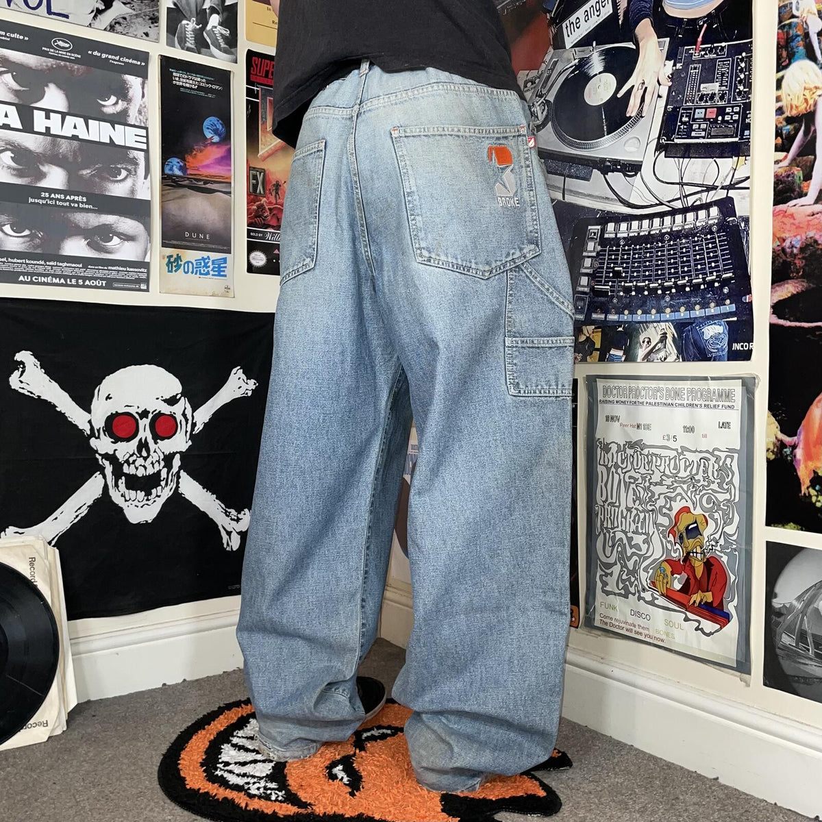 Broke 00s Embroidered Baggy ‘Star’ Denim Jeans 38x34