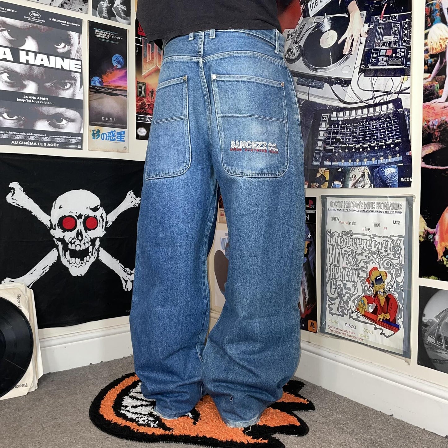 Sancezz 00s Embroidered Baggy Jeans 36x29