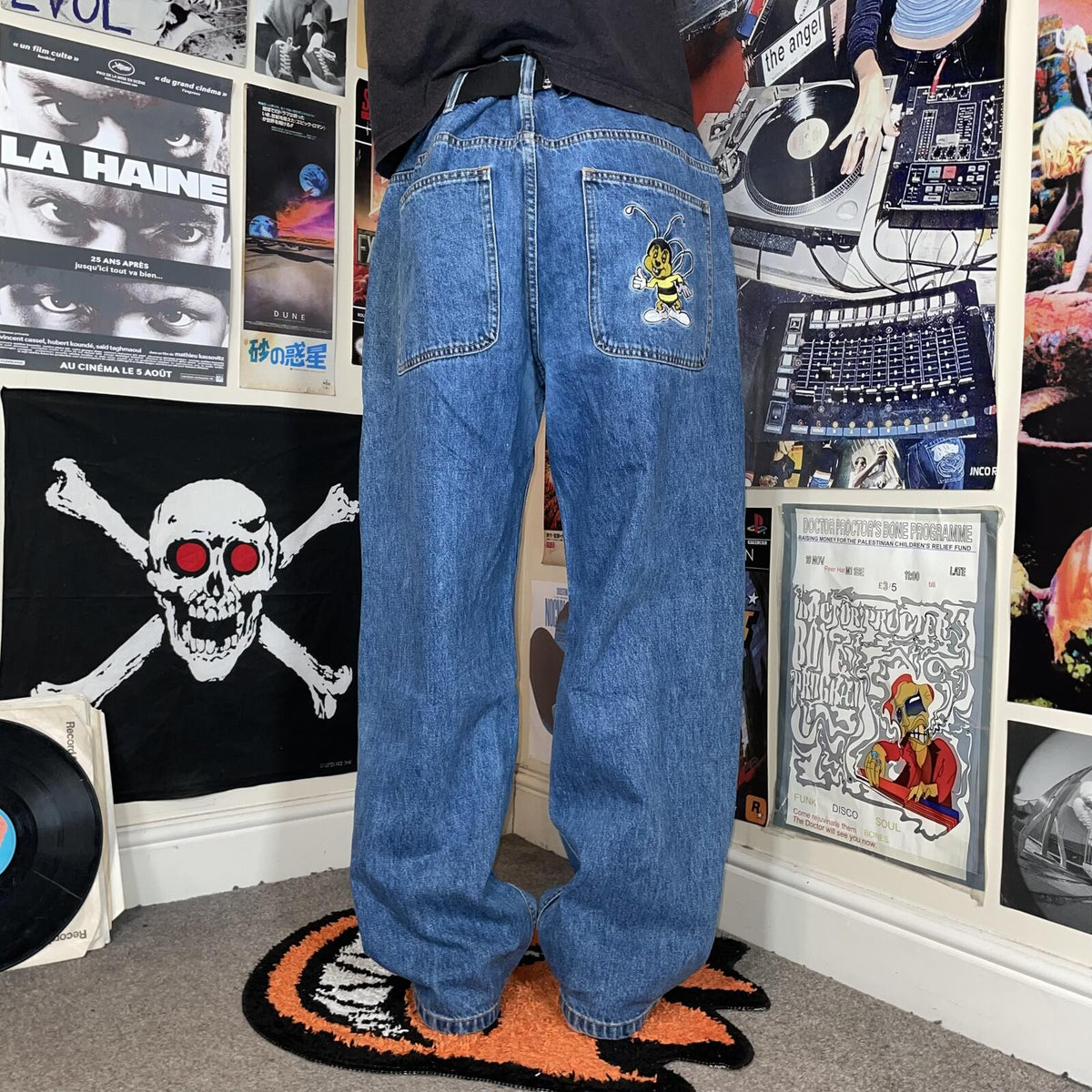 Hardline ‘23 Embroidered Bee Baggy Jeans 40x30