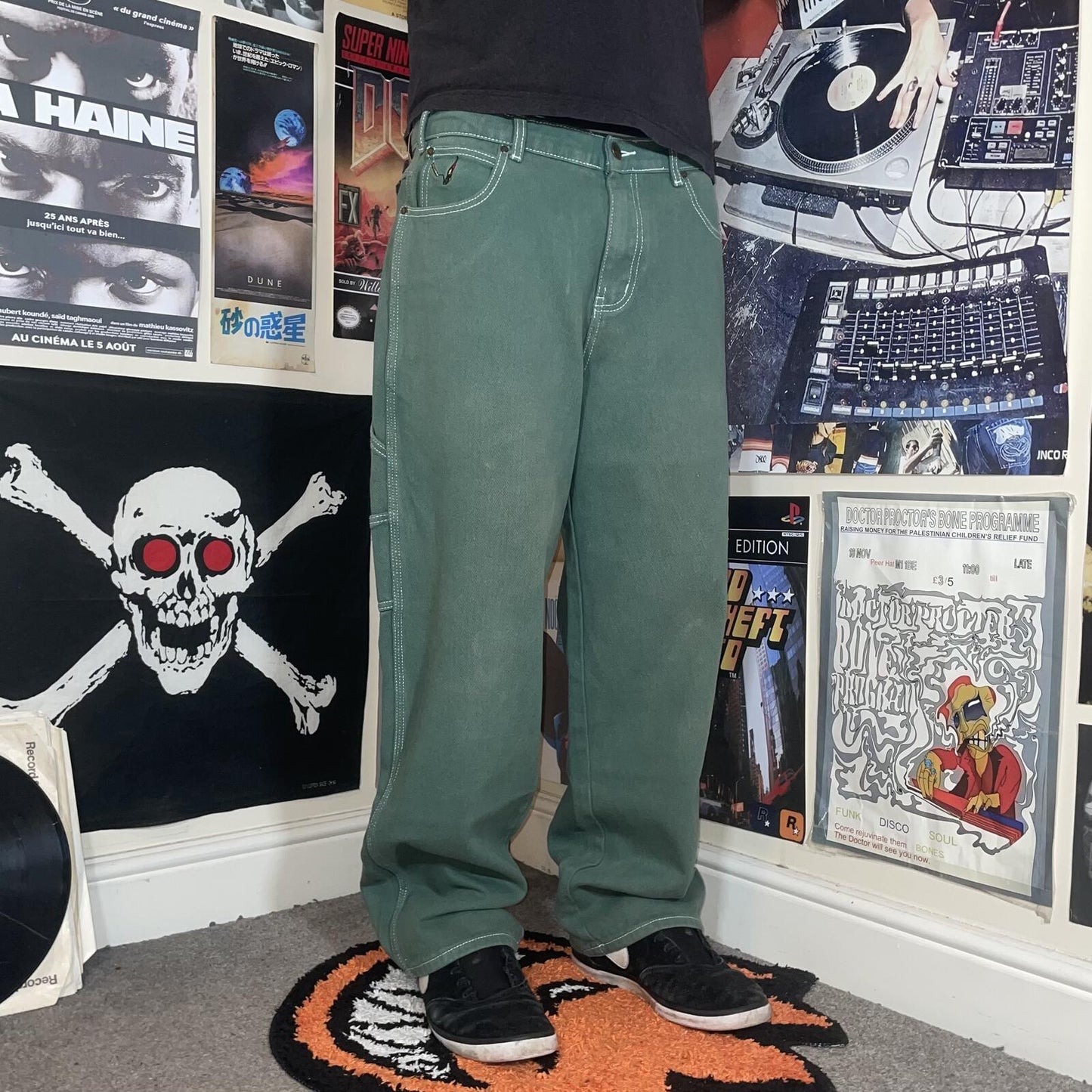 Butter Goods ‘21 Embroidered ‘Matchstick’ Green Jeans 32x30