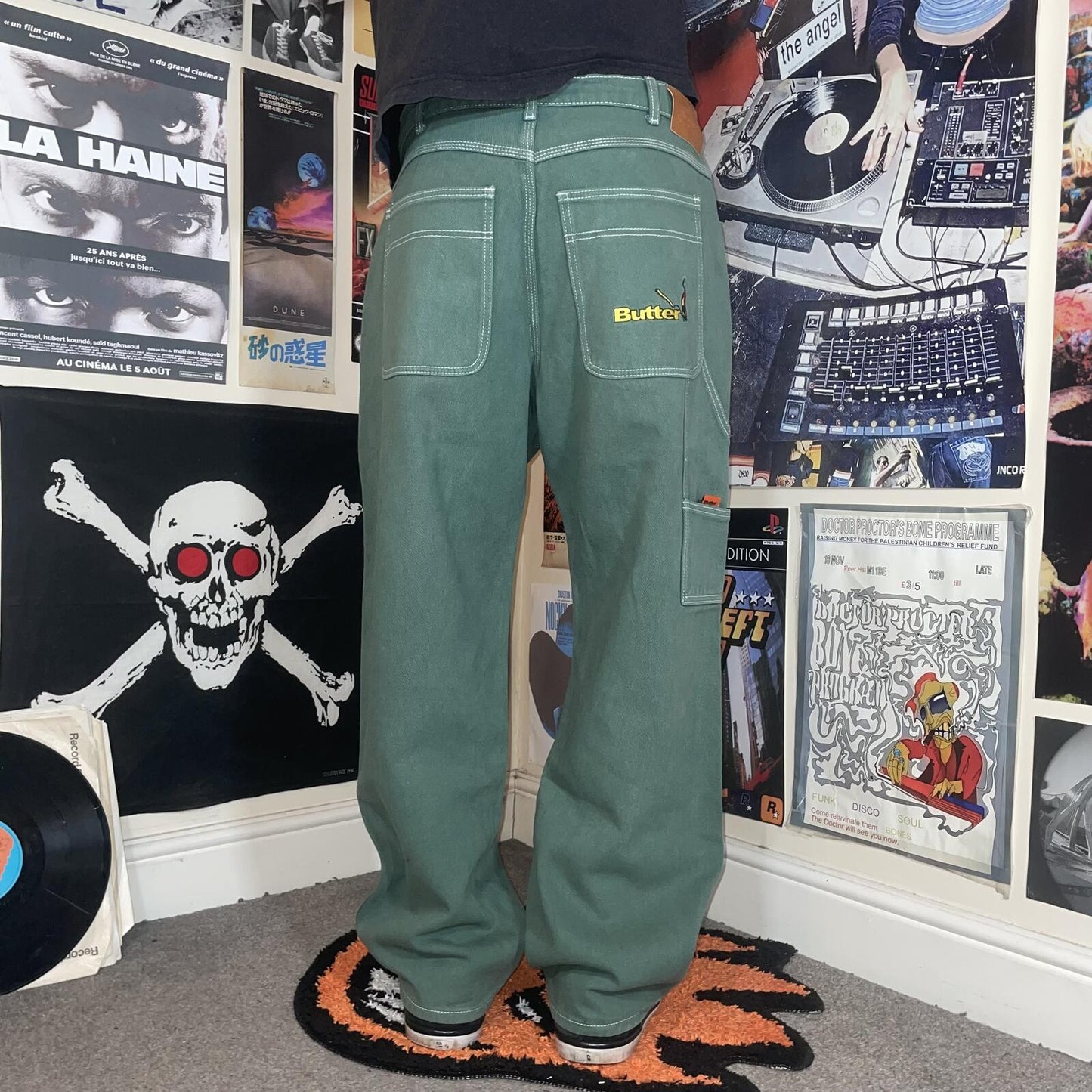 Butter Goods ‘21 Embroidered ‘Matchstick’ Green Jeans 32x30