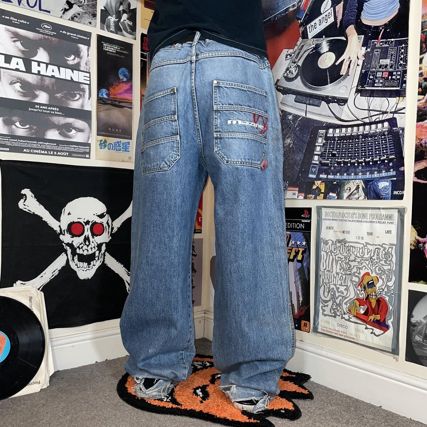 Mazine 00s Embroideres Baggy Denim Jeans 36x33