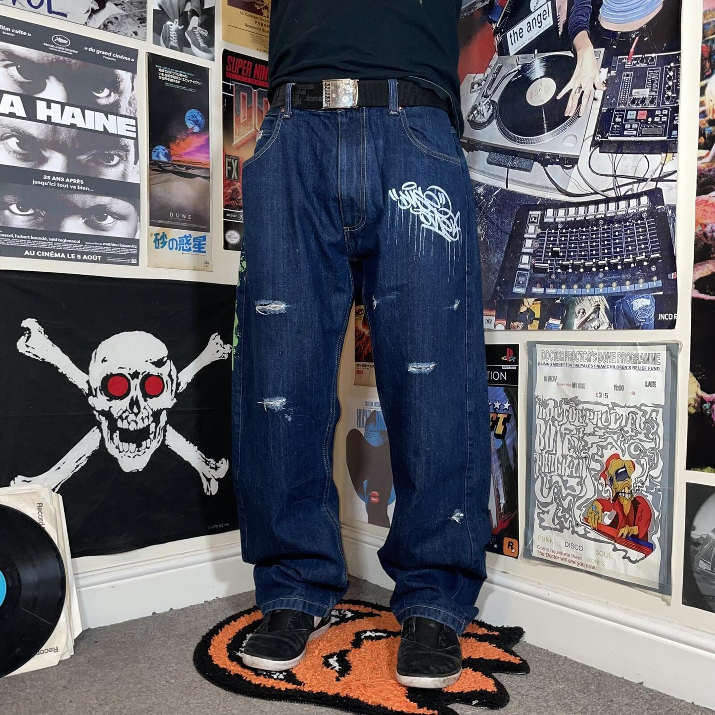 Dyse One 00s Printed ‘Burner’ Graffiti Jeans 38x32