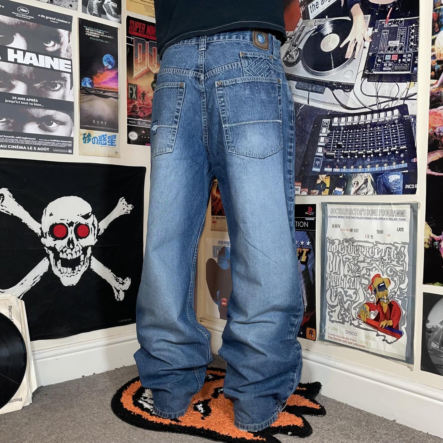 Enyce 00s Embroidered Baggy Blue Jeans 34x31