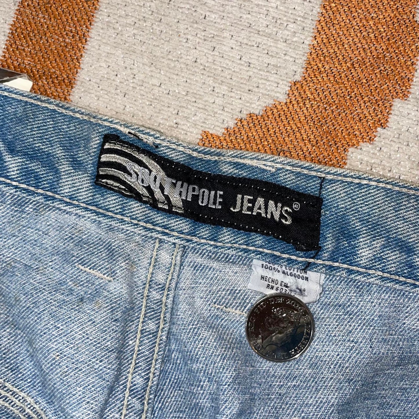 Southpole 00s Embroidered Light Blue Baggy Denim Jeans 34x32