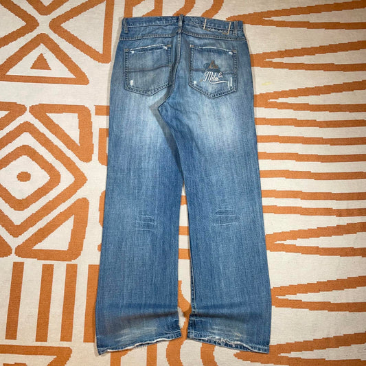 Sir Benni Miles 90s Embroidered Blue Denim Jeans 32x33