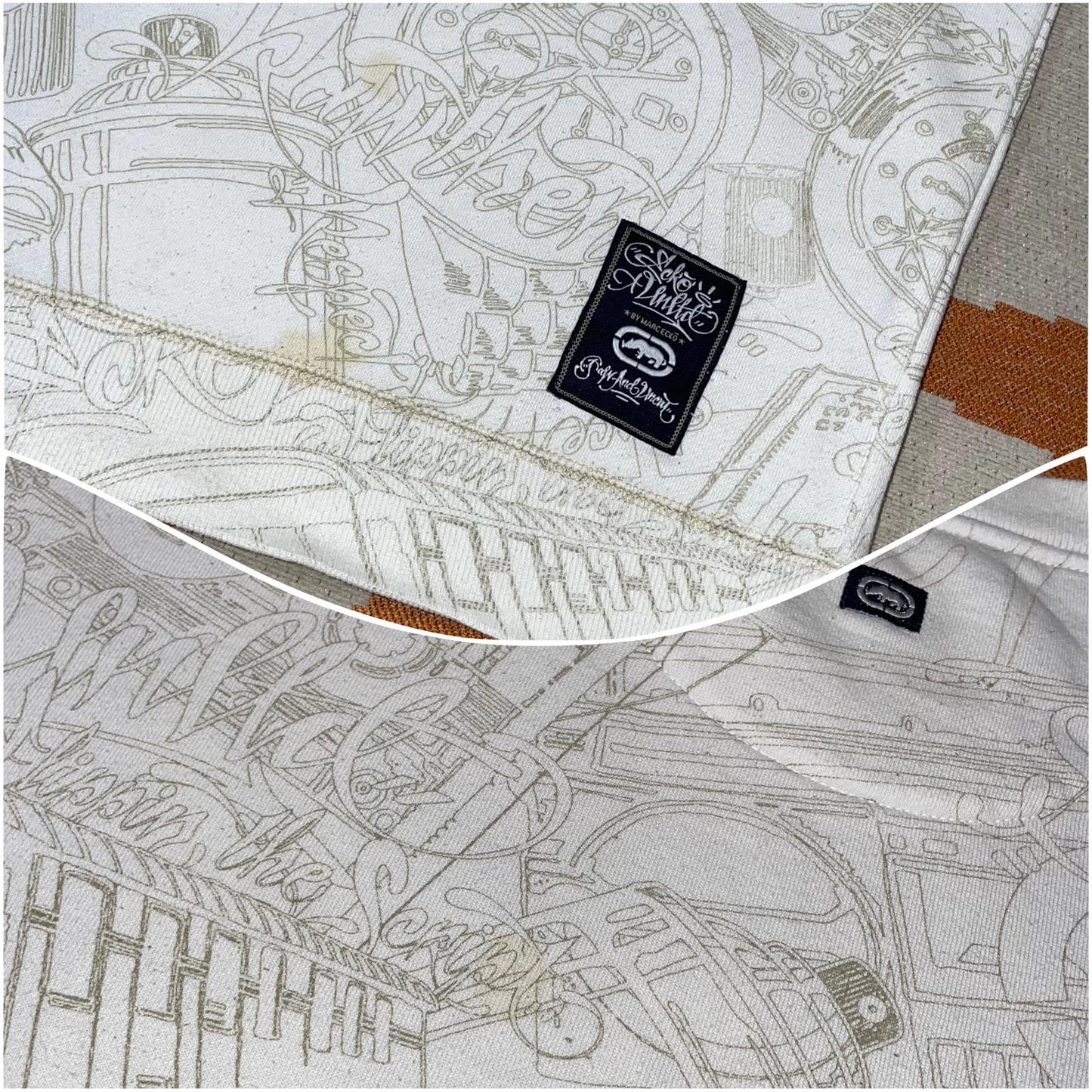 Ecko Unltd. 00s Hip Hop Embroidered Pattern White Sweatshirt XL