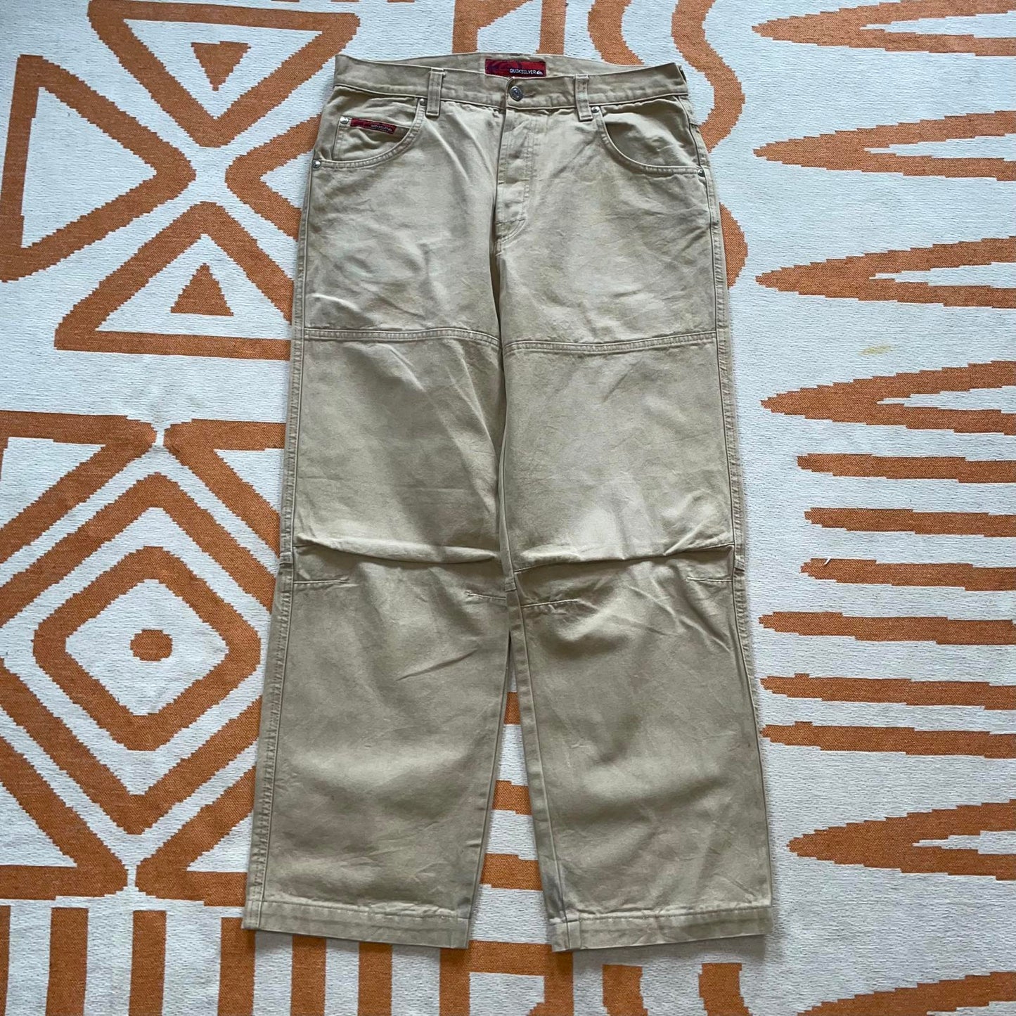 Quiksilver 00s Tan Embroidered Jeans 32x30