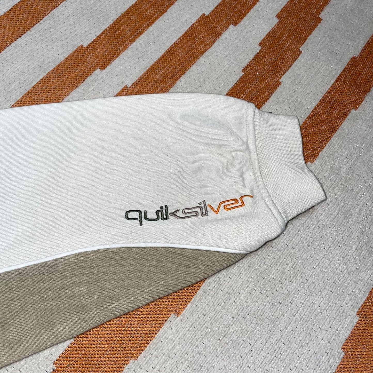 Quiksilver 00s Panelled Logo Khaki Sweatshirt L