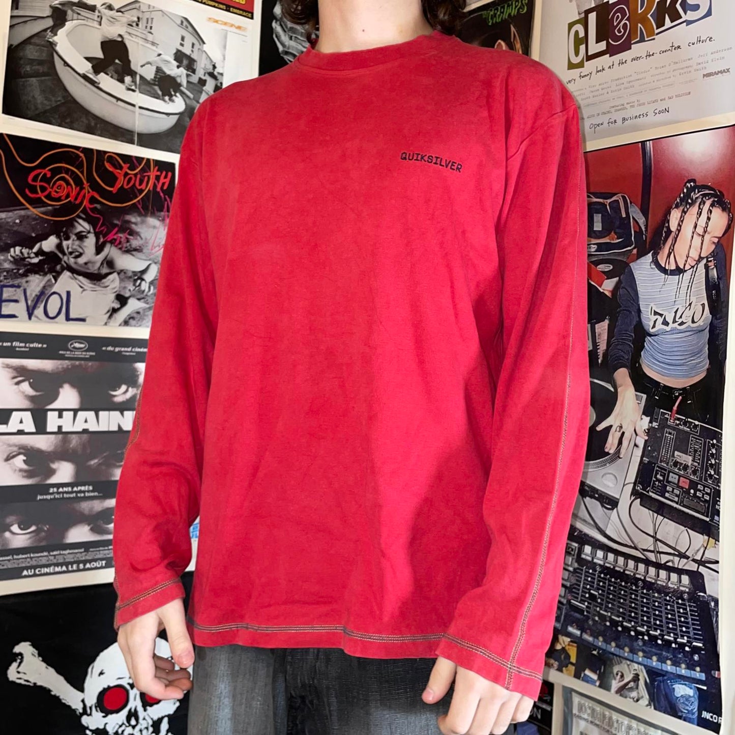 Quiksilver 00s Embroidered Longsleeve T-Shirt L